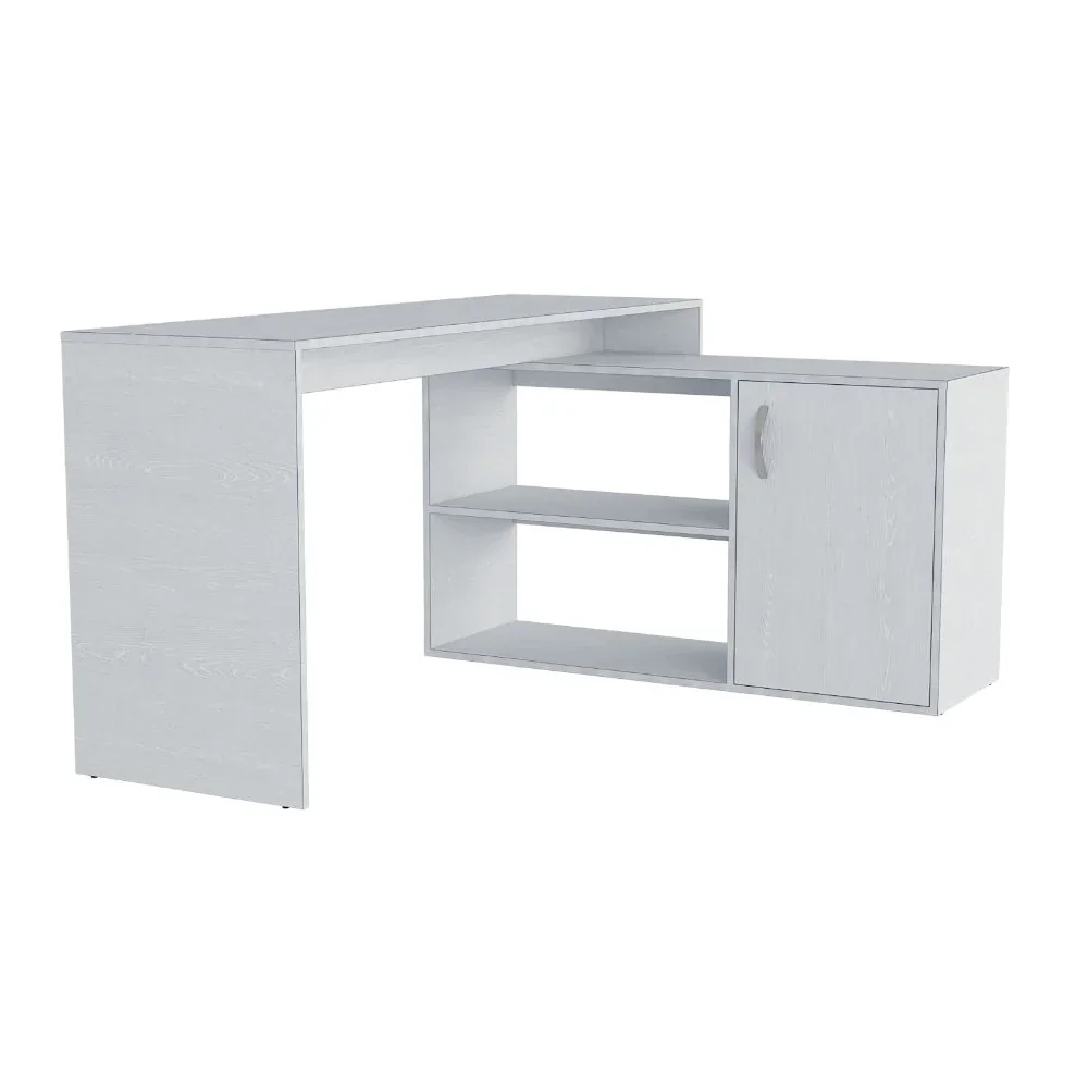 Escritorio L Blanco Con Libreria  8