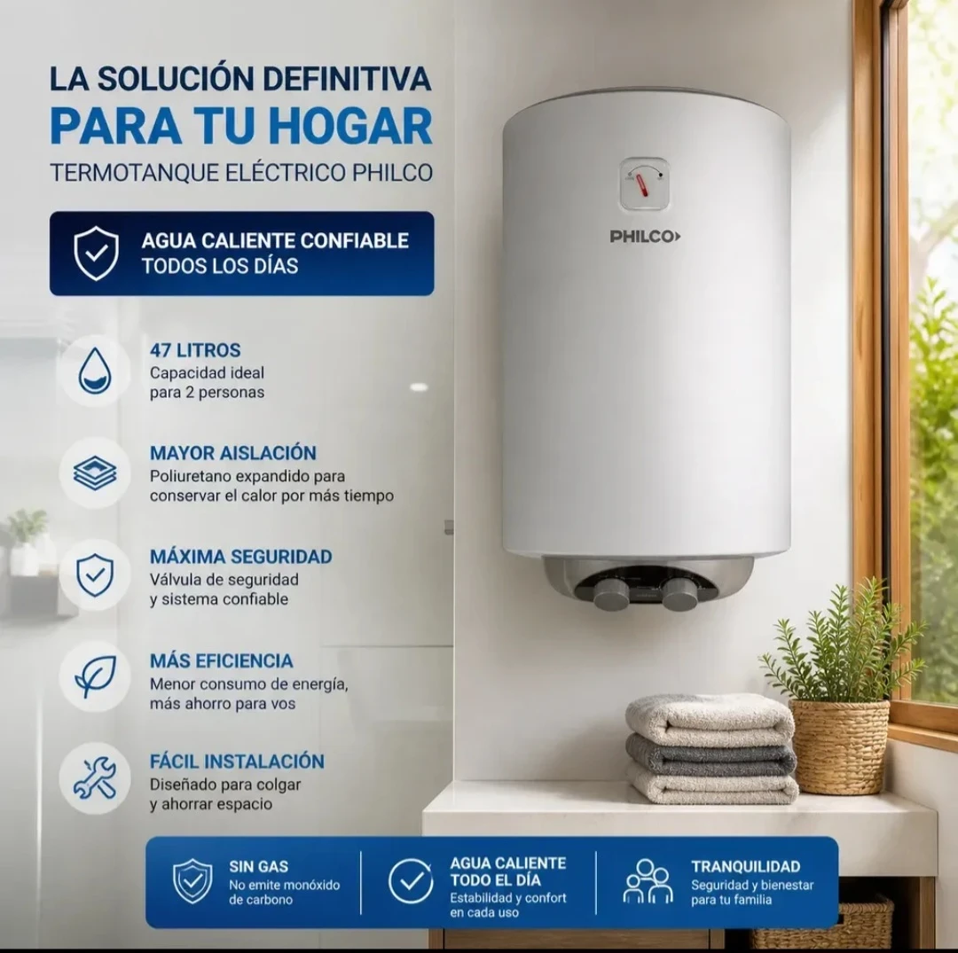 TERMOTANQUE ELECTRICO PHILCO 47 LTS CARGA INFERIOR ‼️SOLO POR PEDIDOS‼️