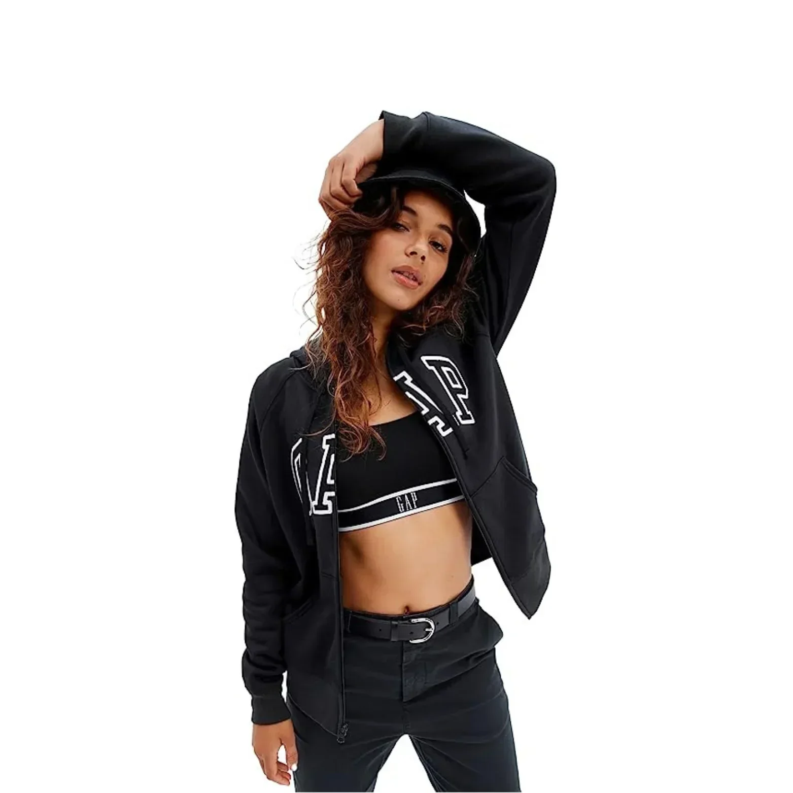 GAP Sudadera con capucha y cremallera Negra 