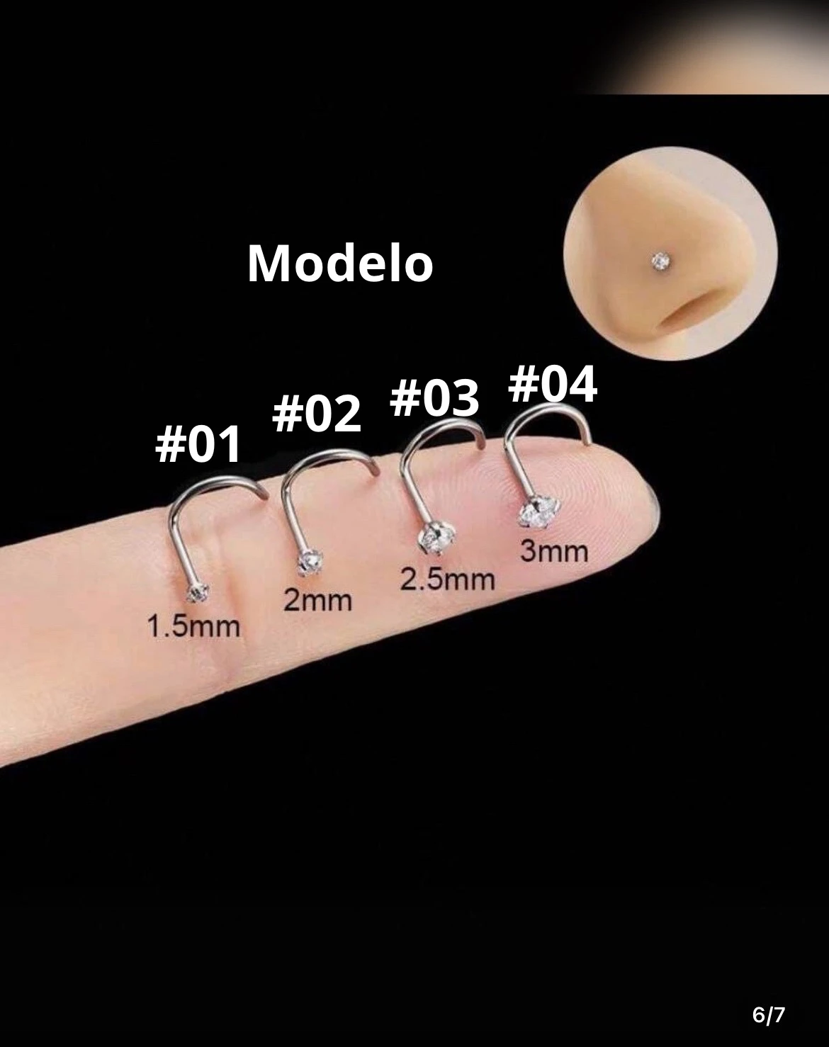 Piercing de nariz plateado 2
