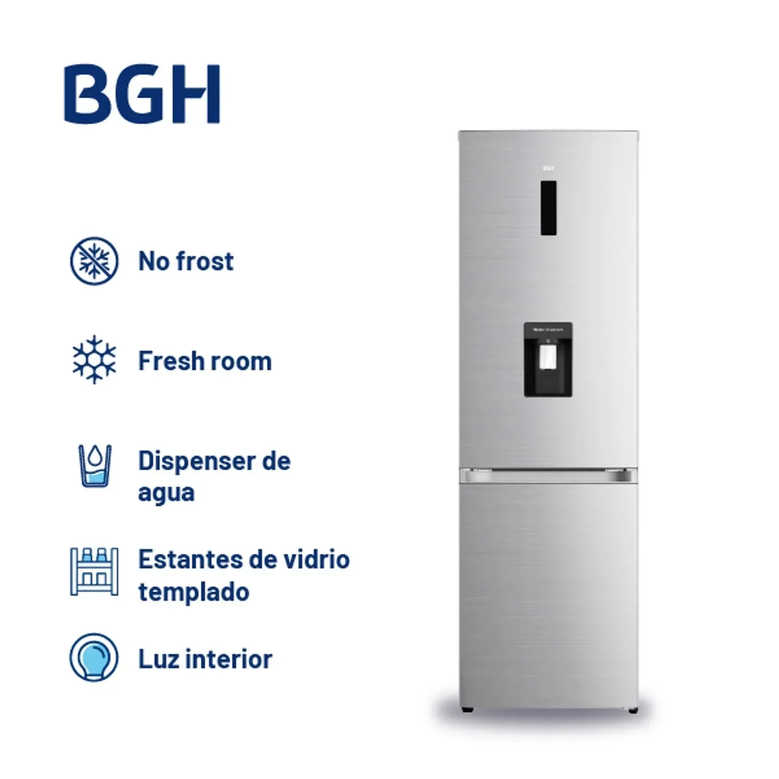 Heladera BGH No Frost Inverter Inox 312 Litros