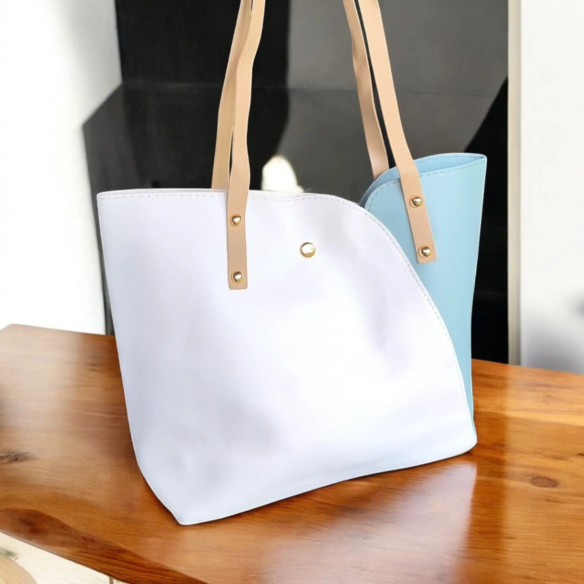 Cartera de hombro blanca/turquesa  3
