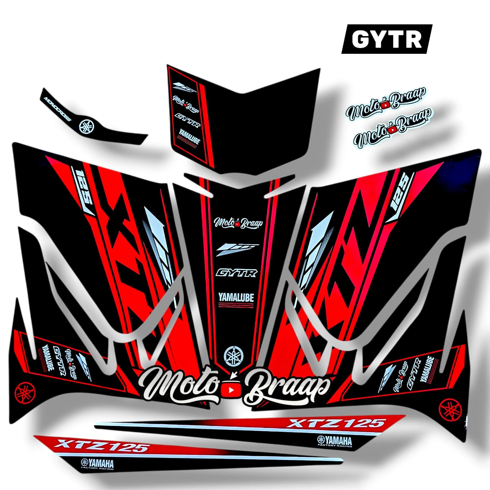 MB2095 Xtz 125 Calcomanias GYTR negro con rojo