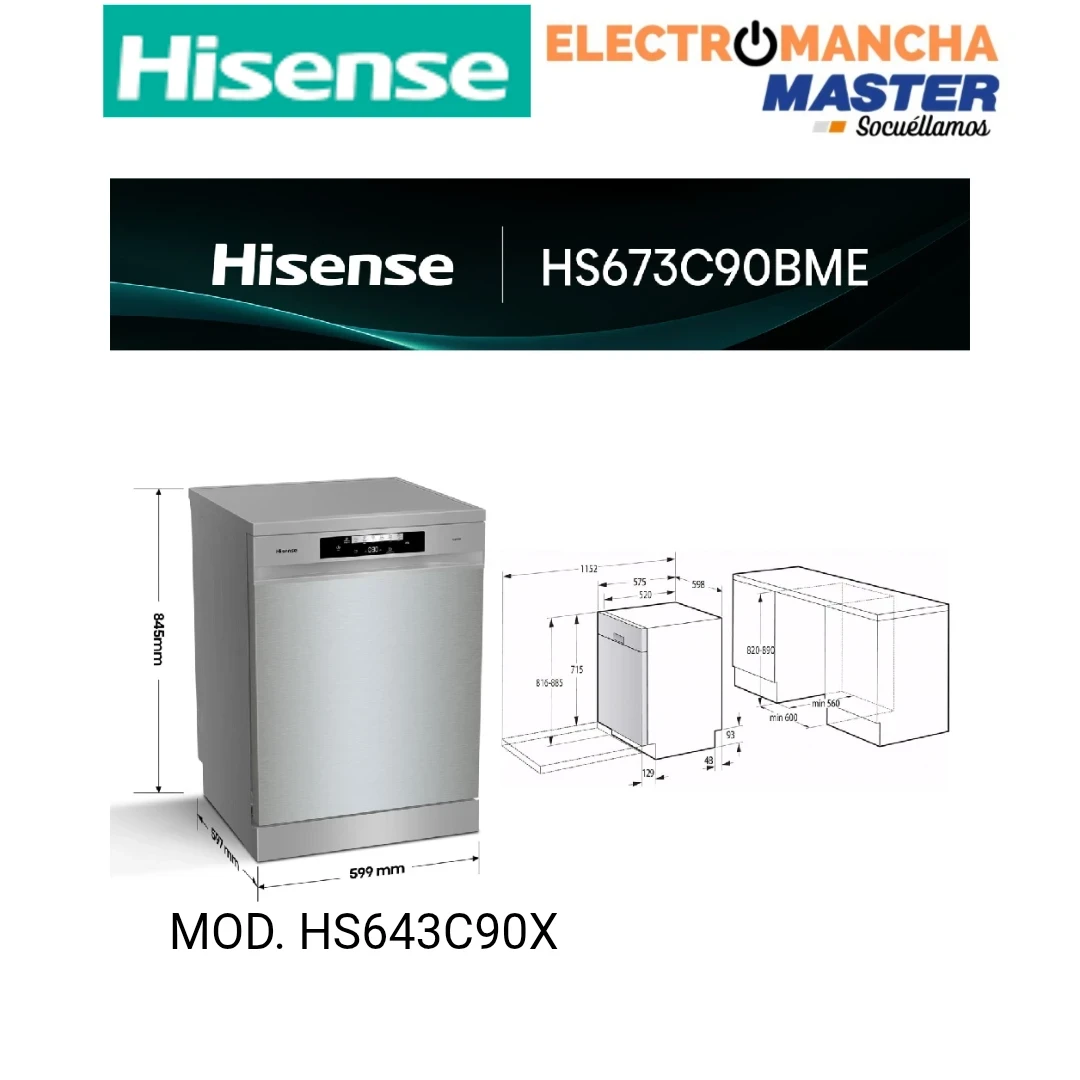 LAVAVAJILLAS HISENSE HS643C90X INOX 3 BANDEJA C 2