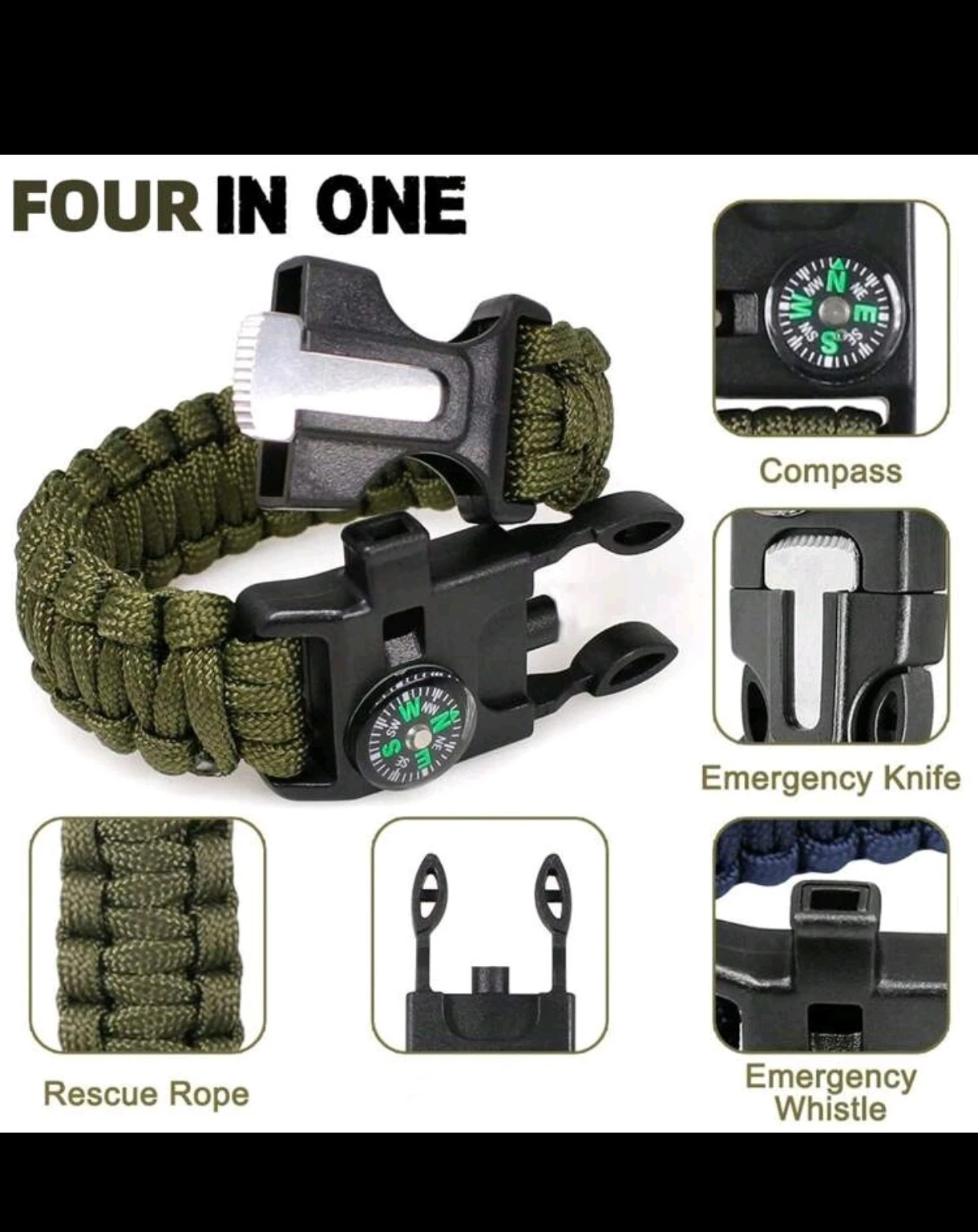 Pulsera Táctica de Supervivencia Paracord 4 en 1 2