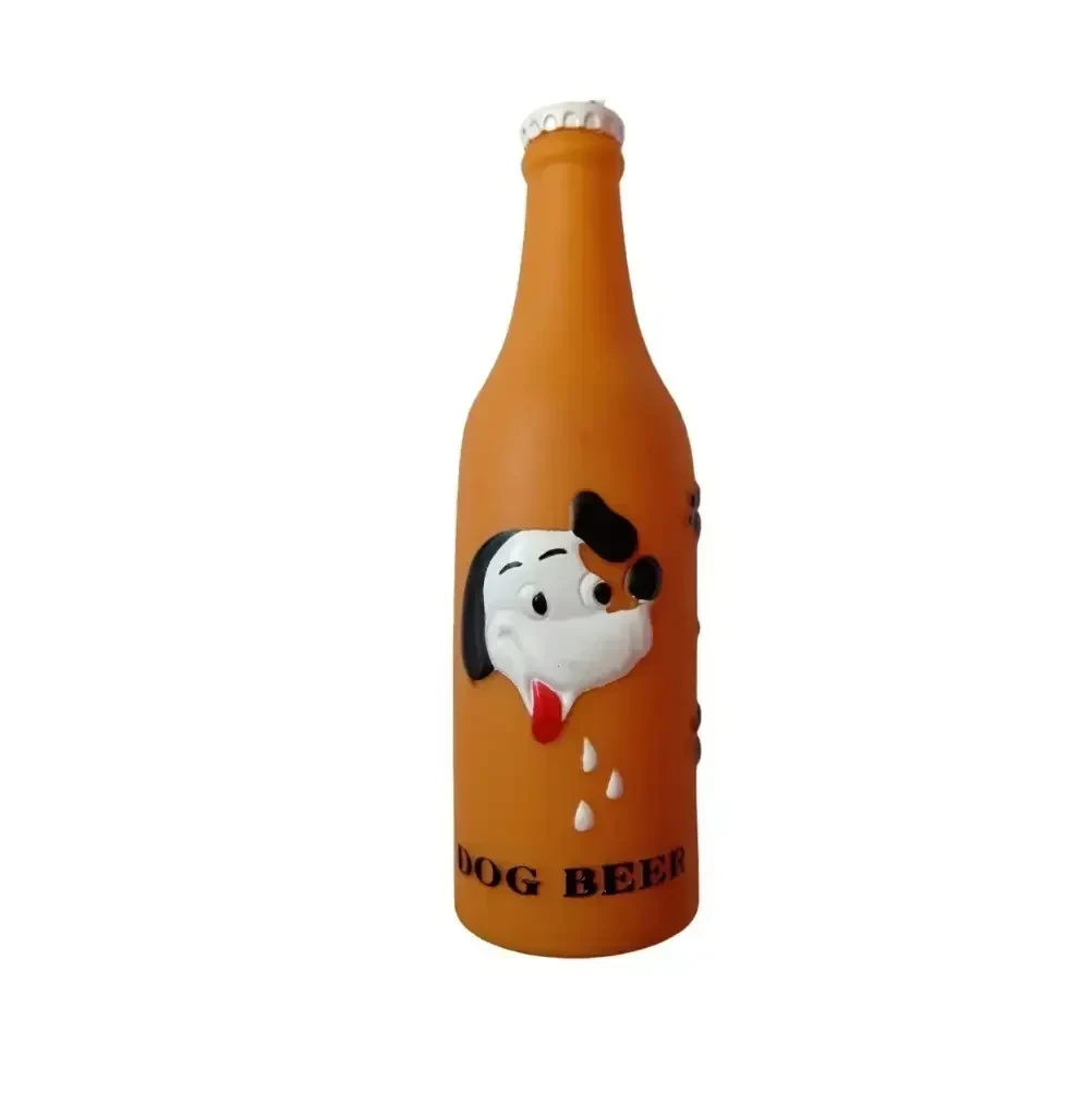 Juguete de goma botella dog beer