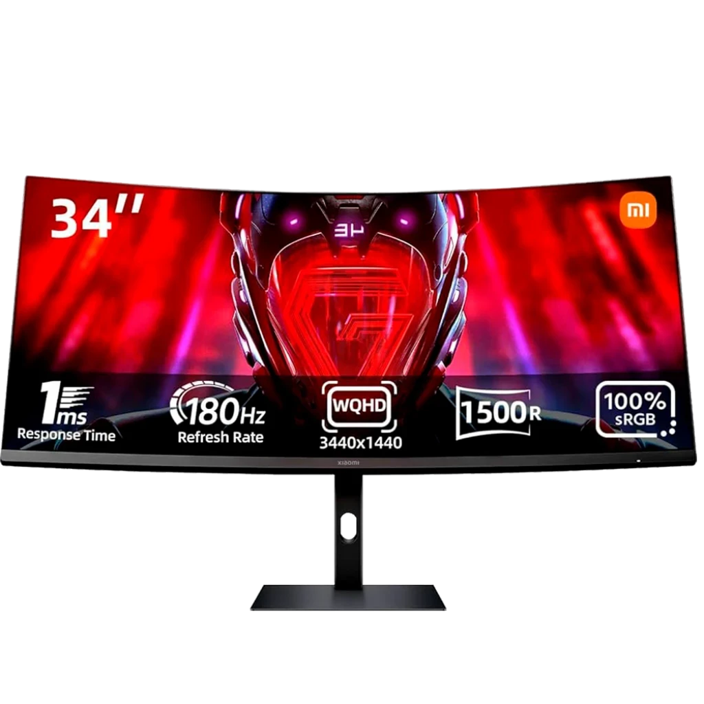 Monitor gaming - Xiaomi G34, 34", WQHD, 1 ms, 180 Hz, FreeSync, DisplayPort x2, HDMI x2, Negro