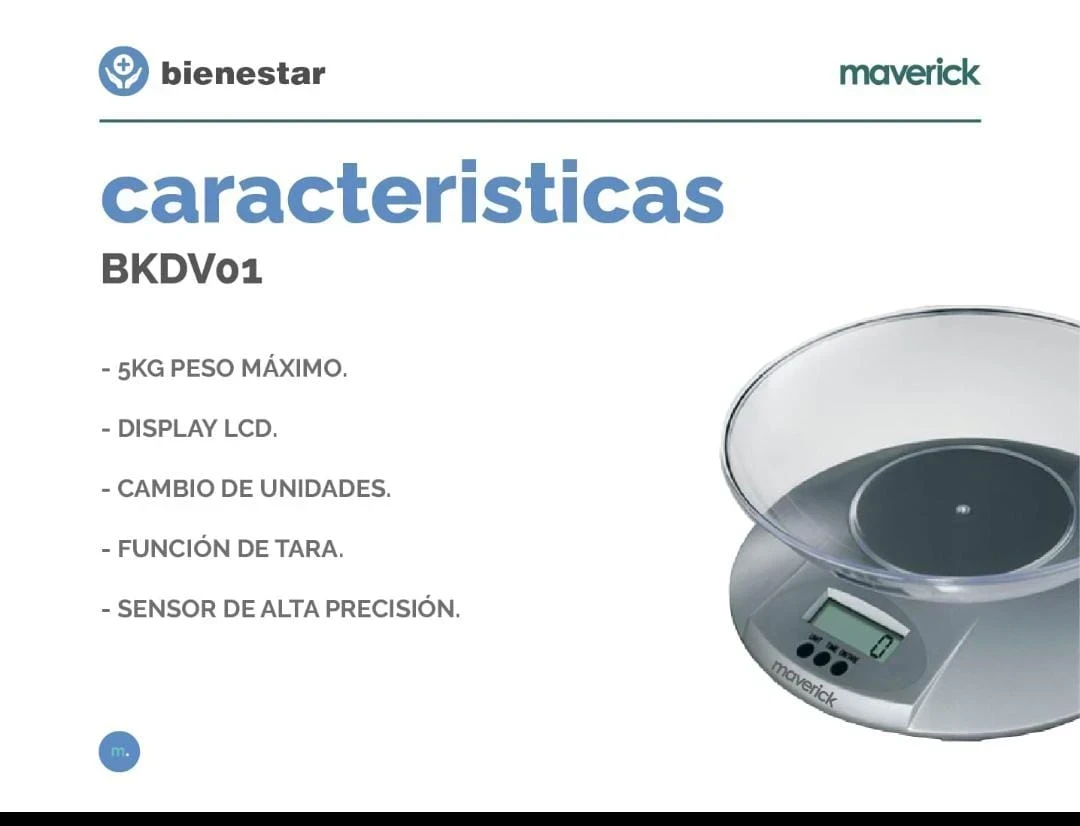 BALANZA DE COCINA C/BOWL MAVERICK 