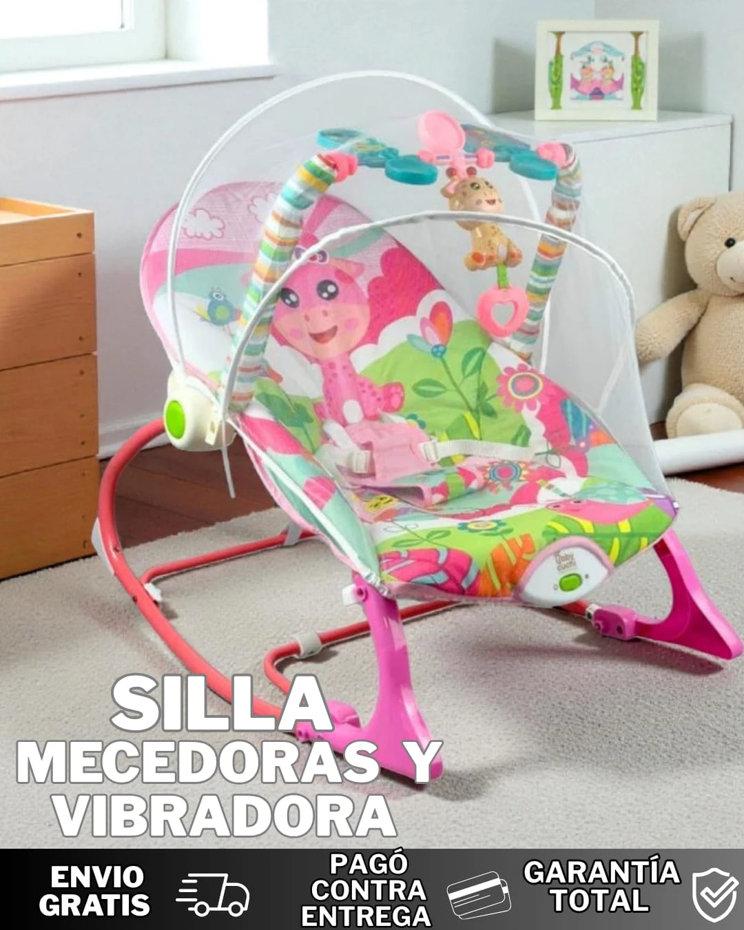SILLA MECEDORA Y VIBRADORA PARA BEBE 