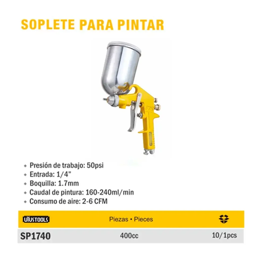 PISTOLA PINTAR UYUST (Tanque Arriba) 1.7 MM / 400 ML