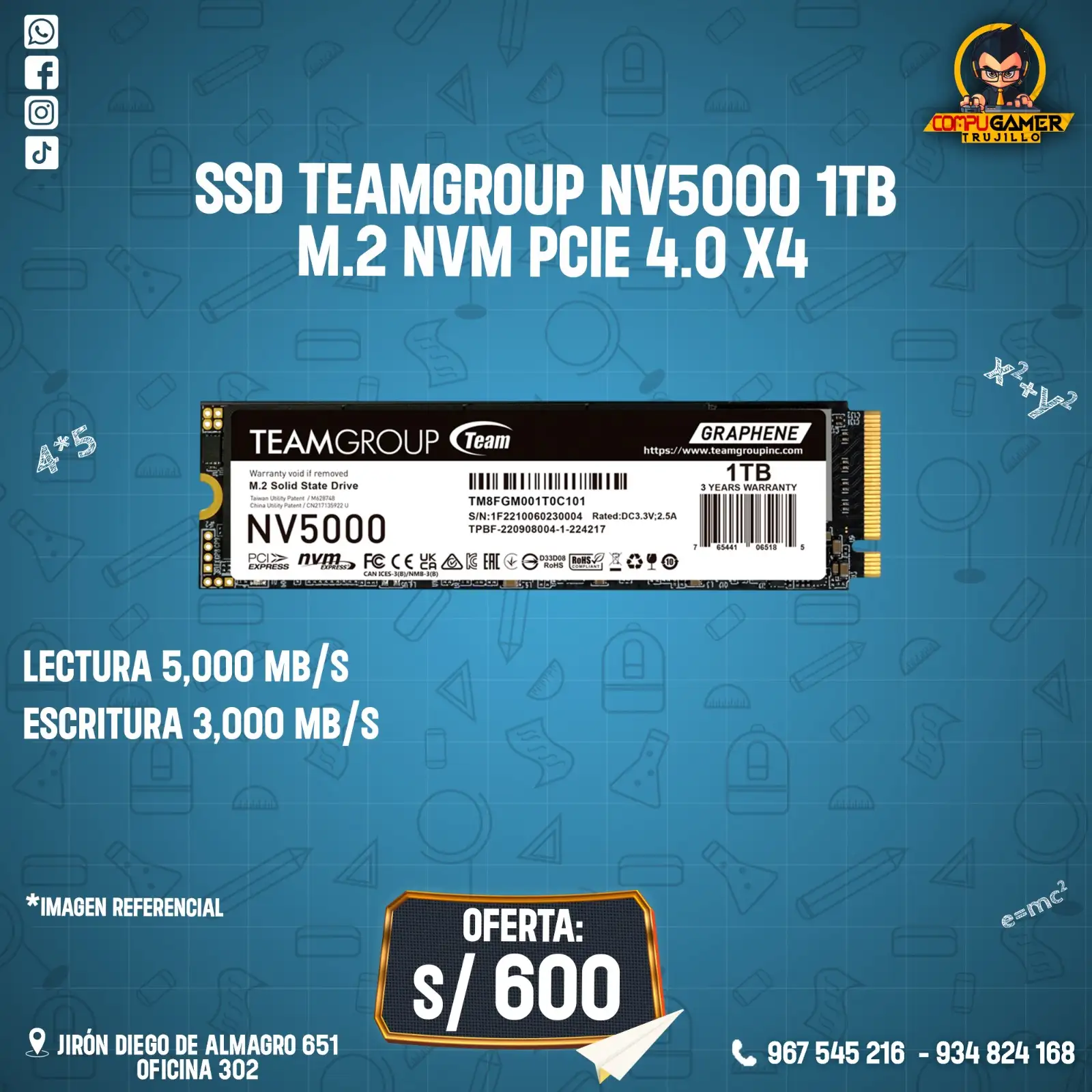 SSD TEAMGROUP NV5000 1TB M.2 NVME PCIE 4X4