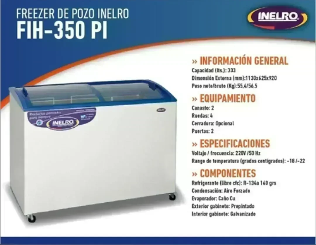 Freezer Inelro FIH-350PI Blanco 280LTS.