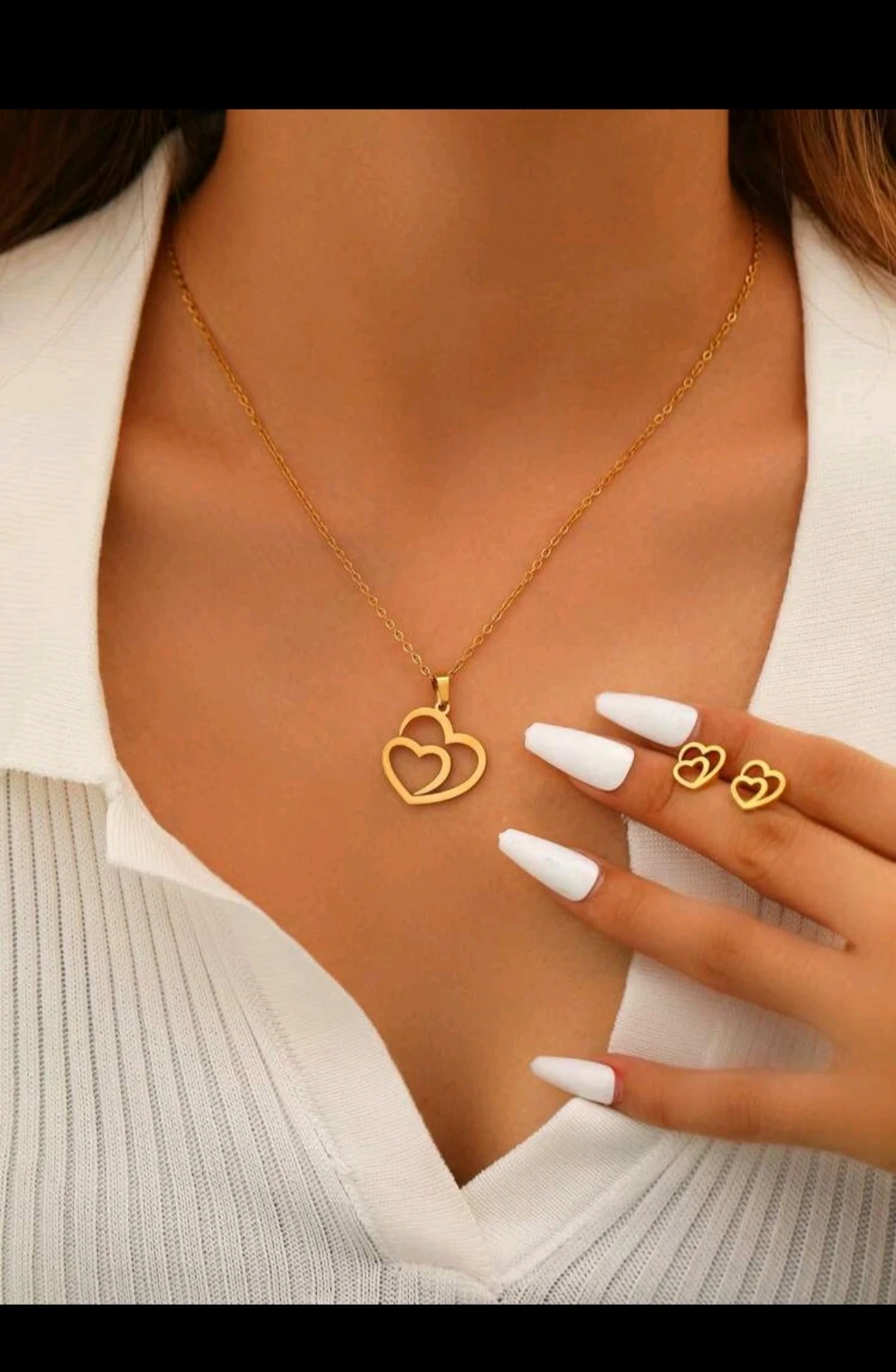 Set de collar y pendientes con diseño de corazón ❤️ 7
