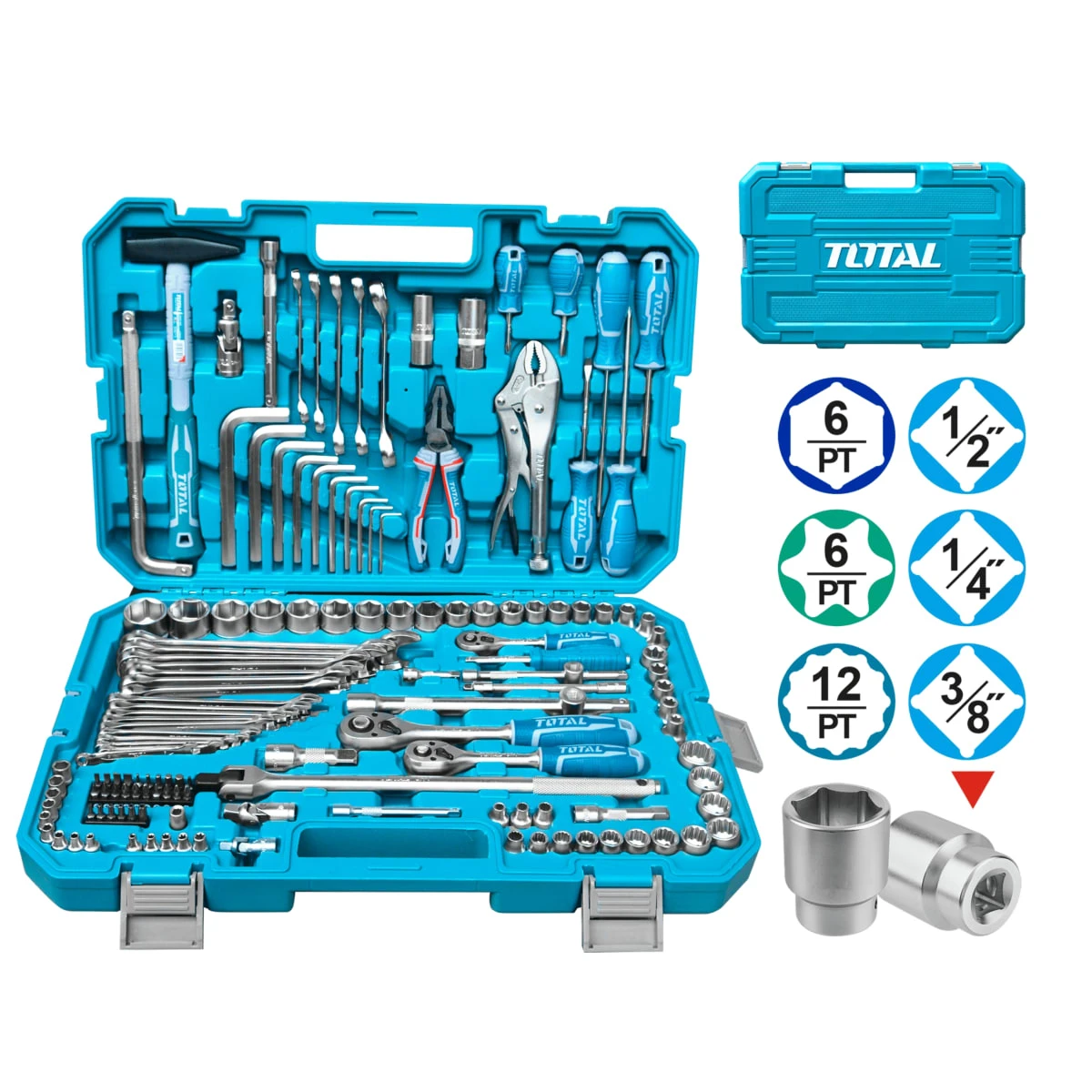 THKTHP21426 Set de herramientas combinadas de llaves 142 pzs total 2