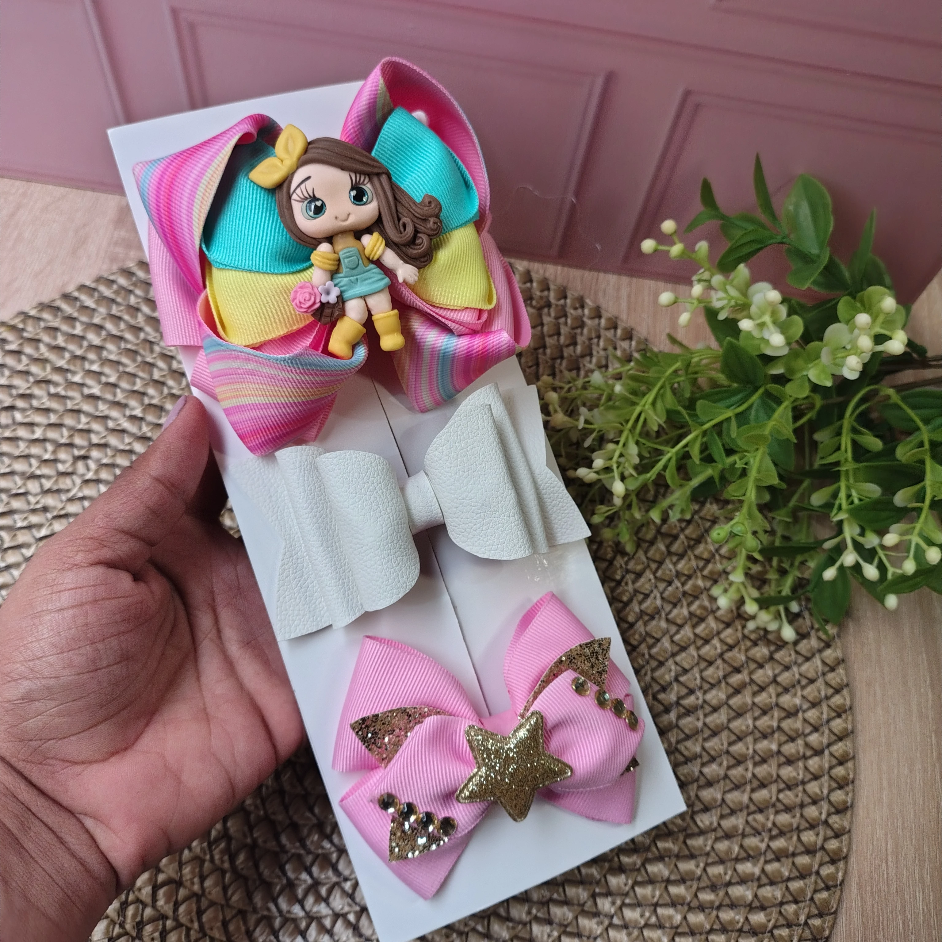 Set floral rosado, blanco niña flores