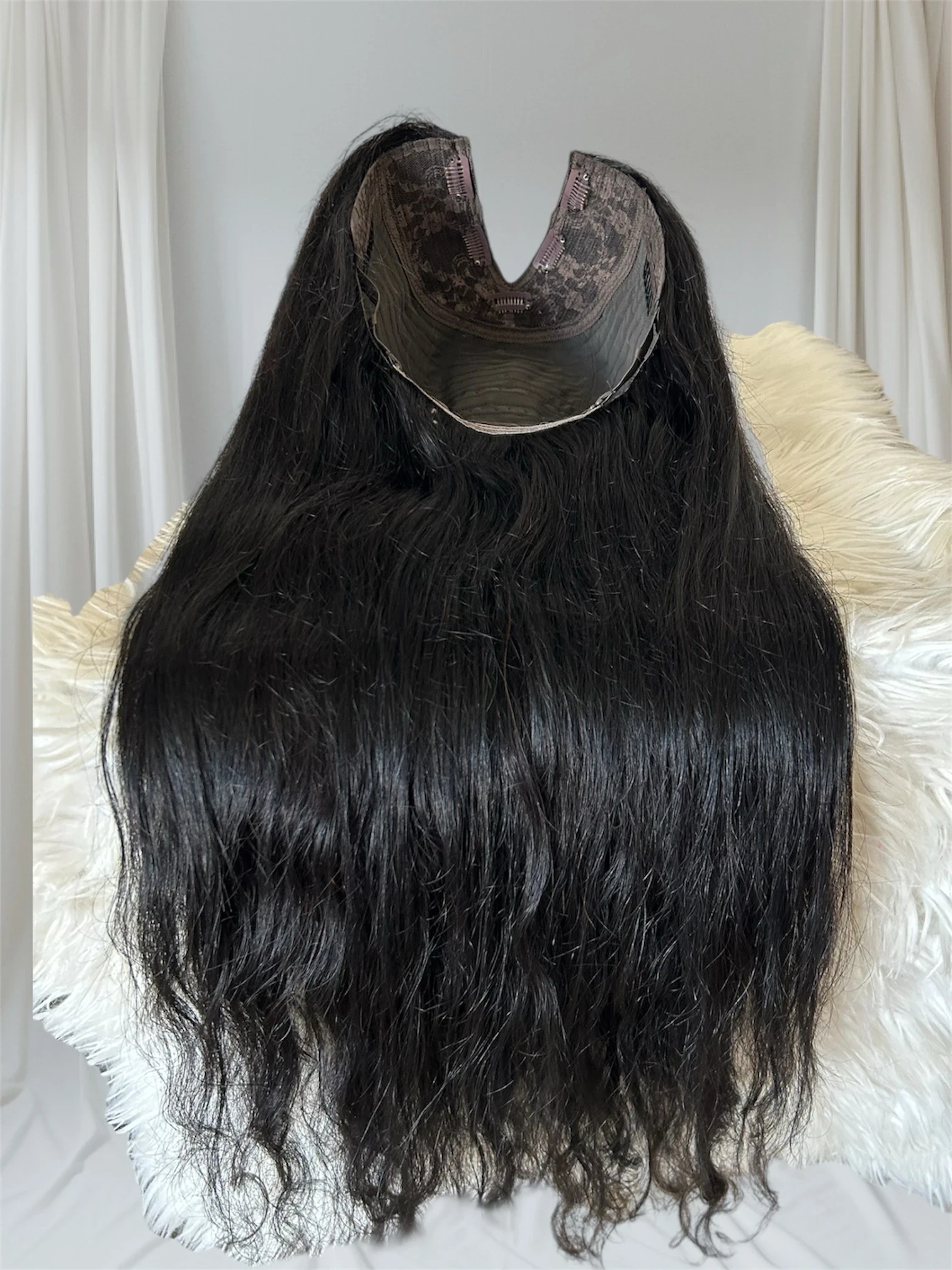Pelucas de cabello humano en V de 30 pulgadas, densidad del 180 % 4