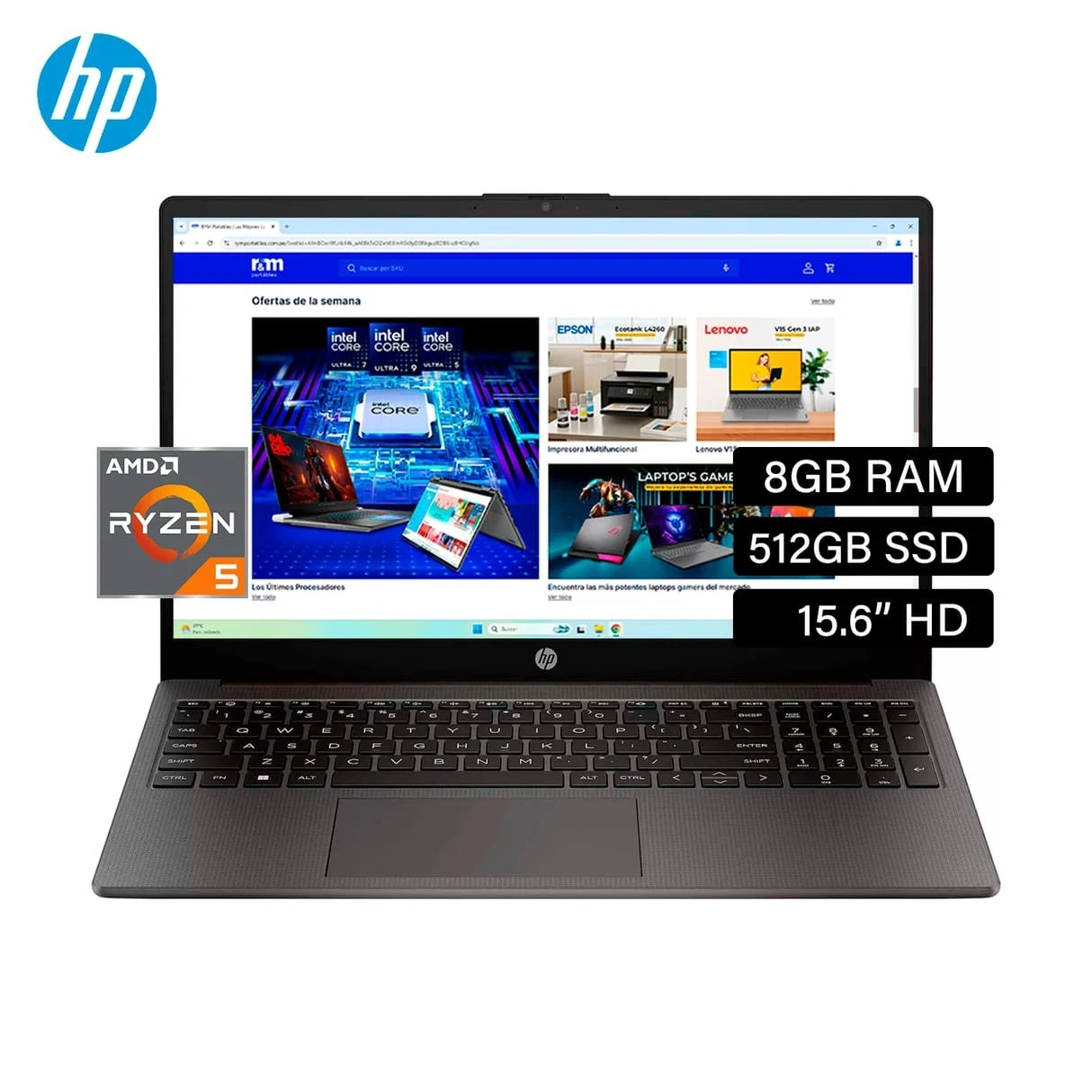 💻 *NOTEBOOK HP 14" RYZEN 5 7520 FHD 8GB 512SSD A4GV3LA WINDOWS 11 ORIGINAL 