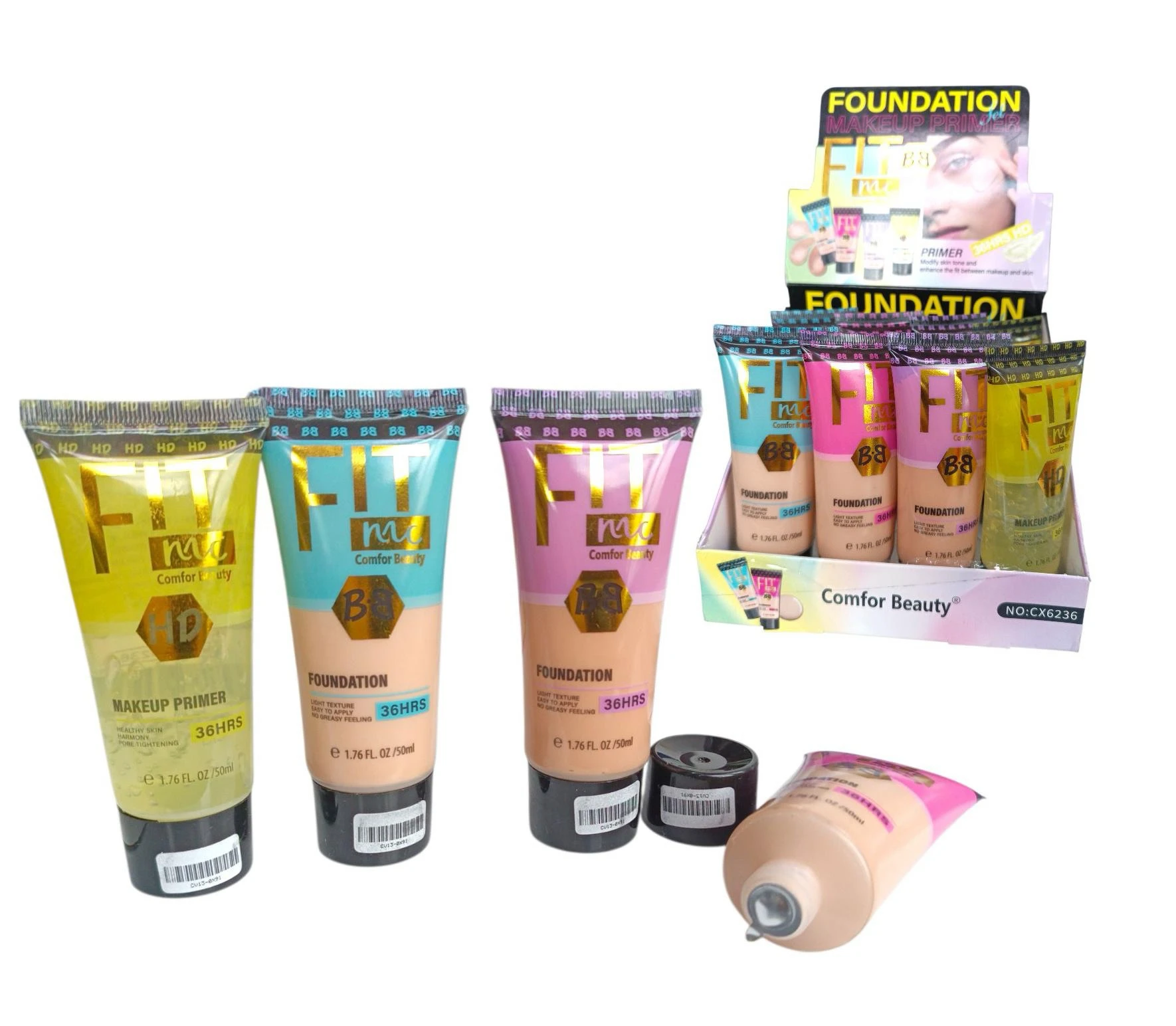 Base de maquillaje liquida bb cream y primer comfor beauty 2