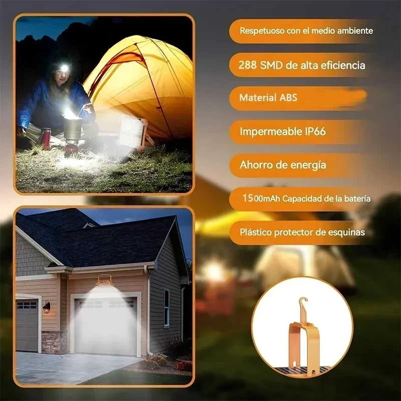 Foco Solar Led 150w Recargable usb powerbank Emergencia Camping Baliza 2