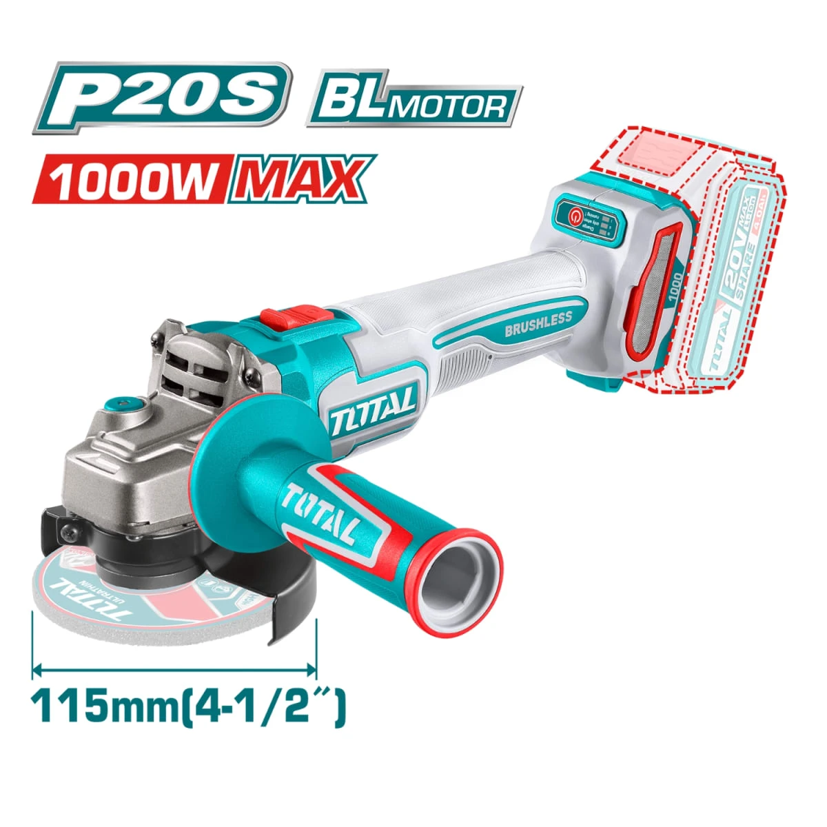 TCKLI20273 Combo taladro percutor 66nm + amoladora 4½" industrial total 3