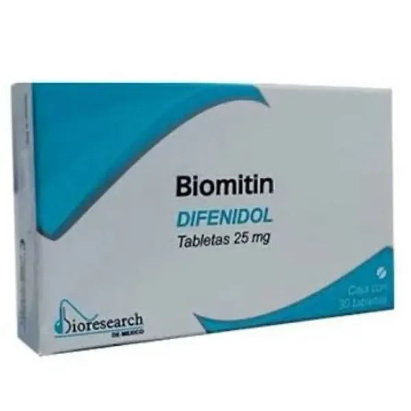 Biomitin /25mg- difenidol caja con 30 tab