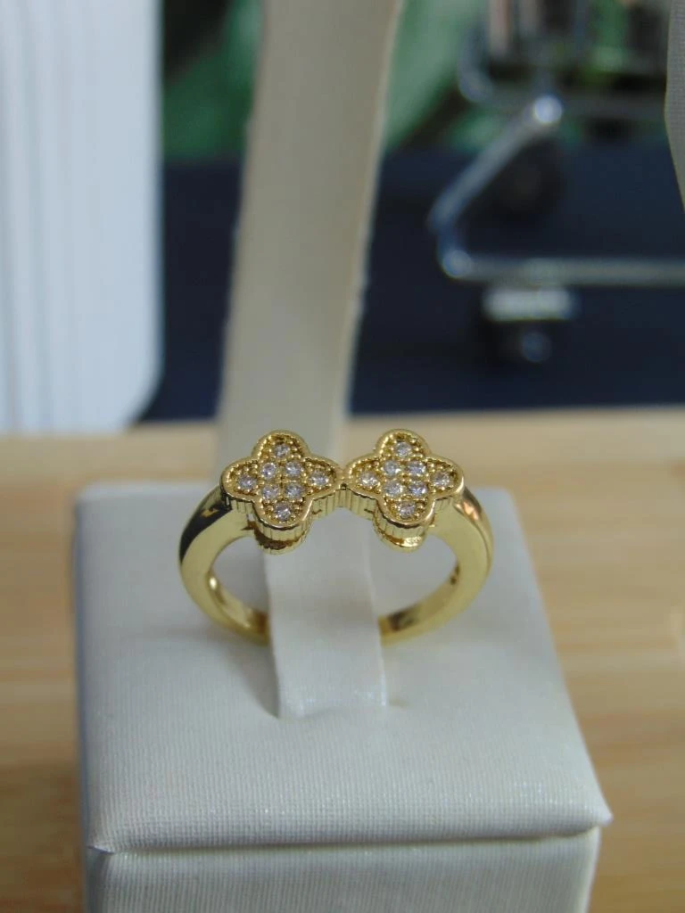 SET JUEGO RODIO DOR TREBOL + PULSERA *ANILLO 4