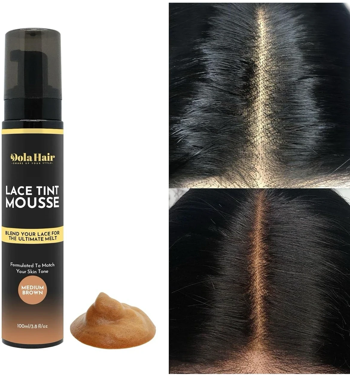 spray para pelucas de color castaño medio, espuma para pelucas frontales de encaje