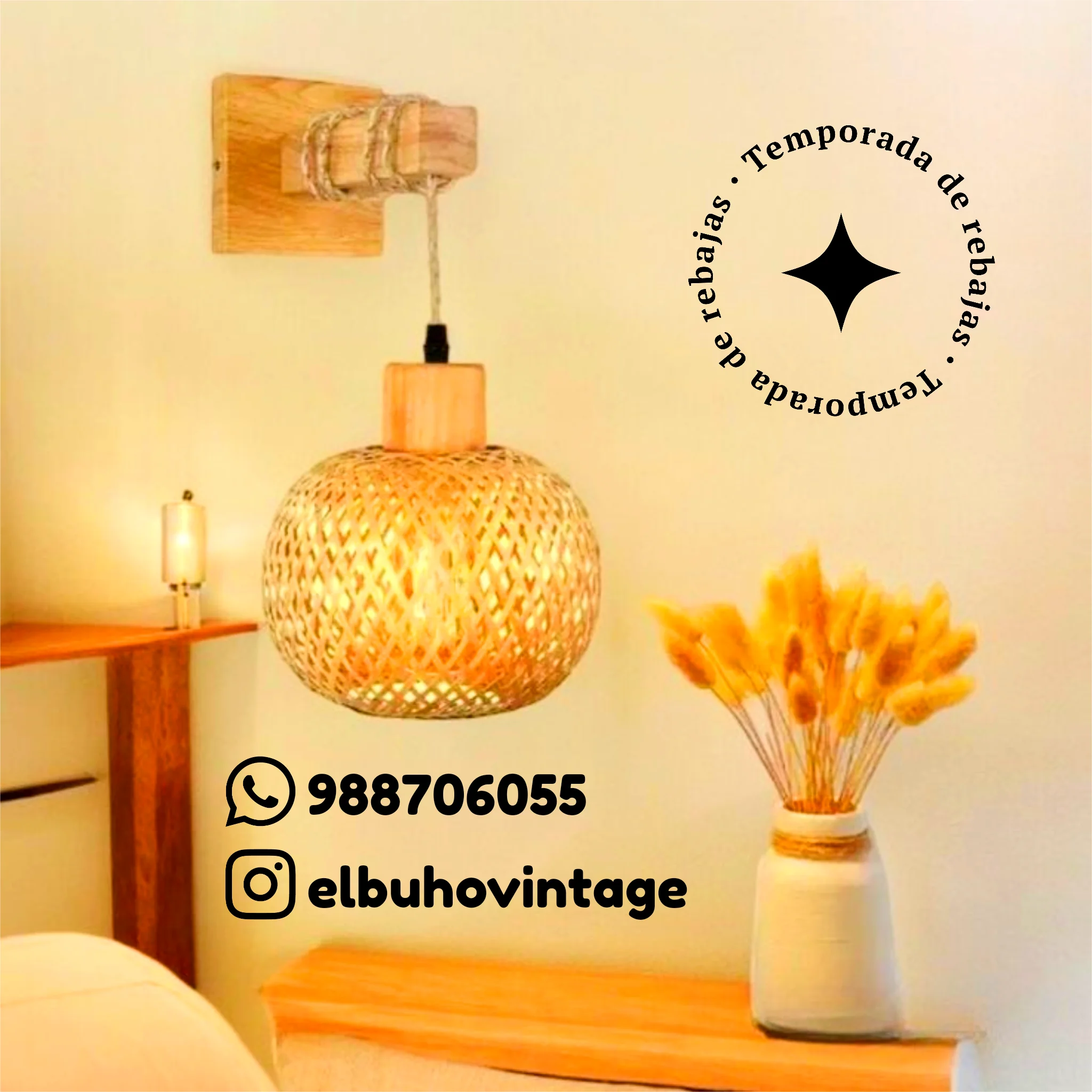 Elegancia Natural: Aplique de Pared en Ratán 3