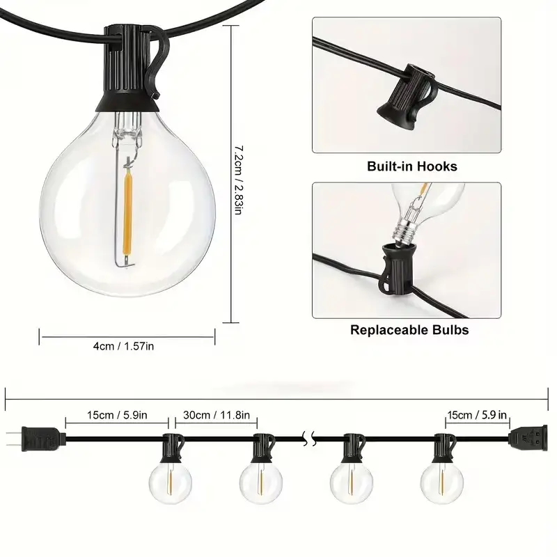 Serie de luces vintage globo solares 10 m 2