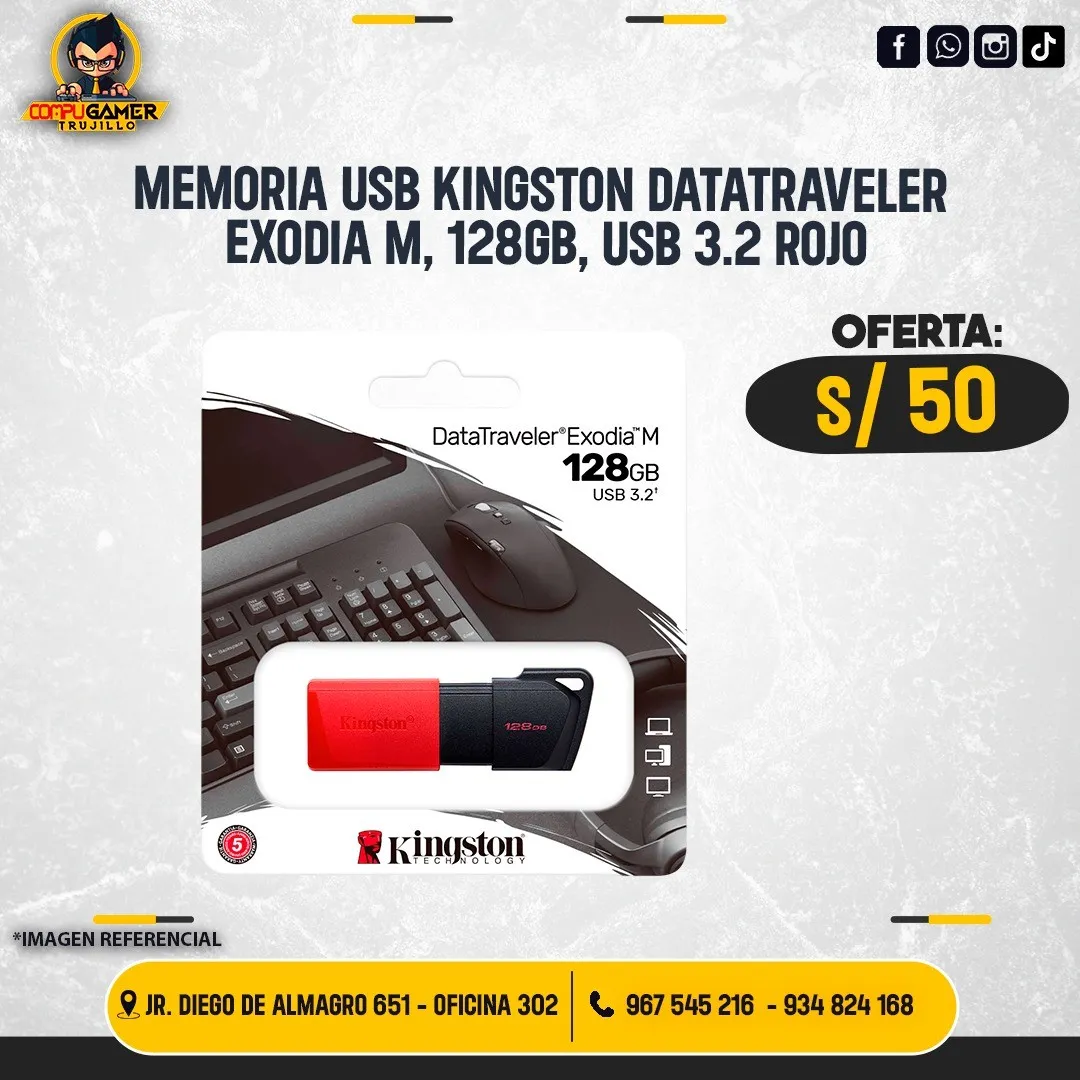 USB 3.2 GEN 1 FLASH KINGSTON 128GB DATATRAVELER EXODIA