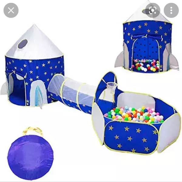 Carpa castillo azul con tunel y piscina 