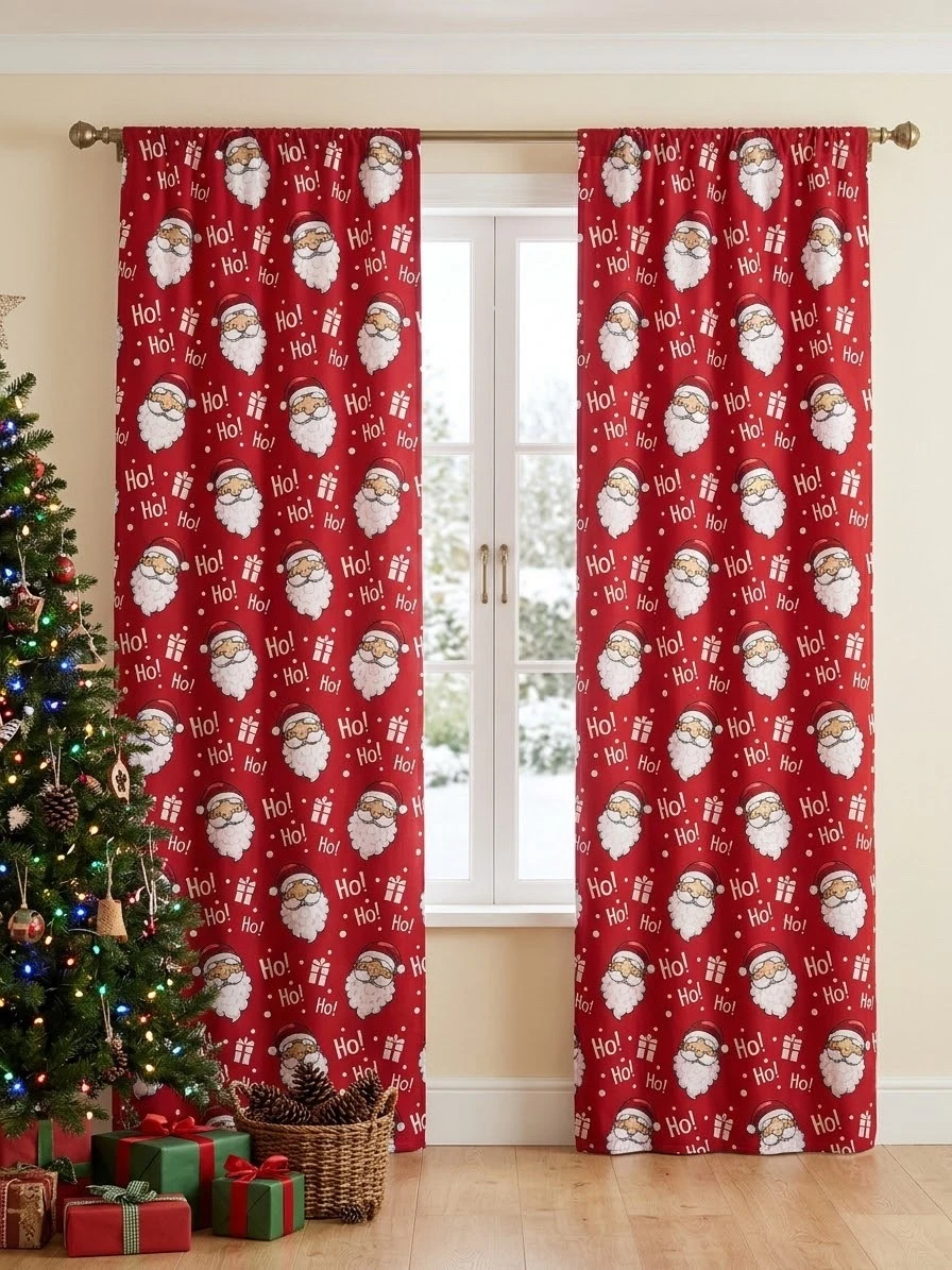Par de cortinas navideñas 