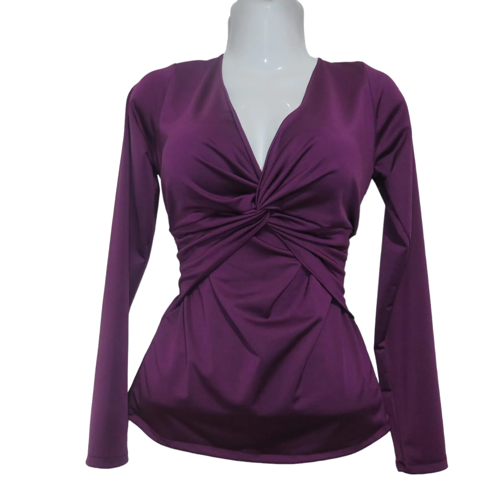 Blusa morada de satín manga larga