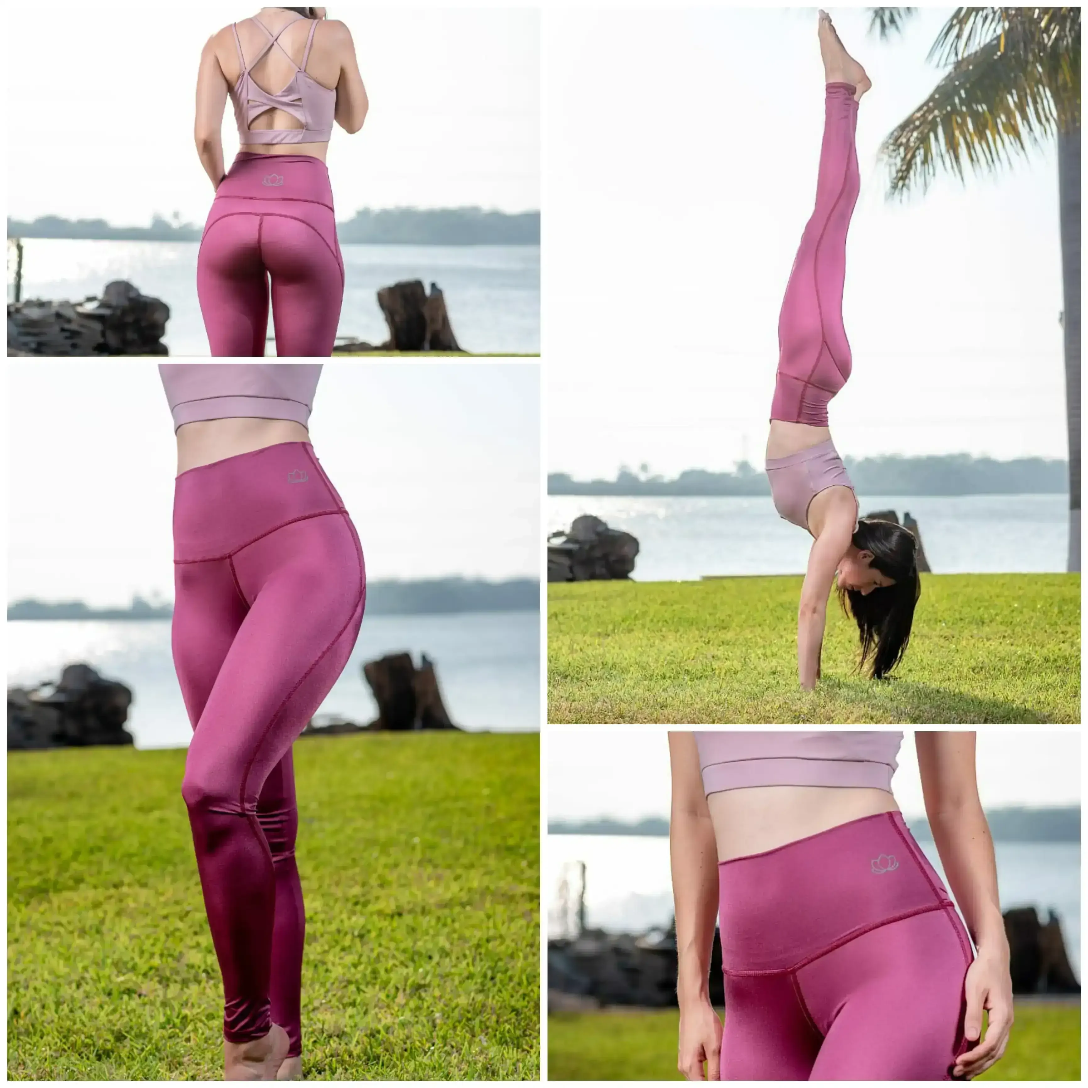 Leggins YOGA ZEN Rosa satin con bolsas