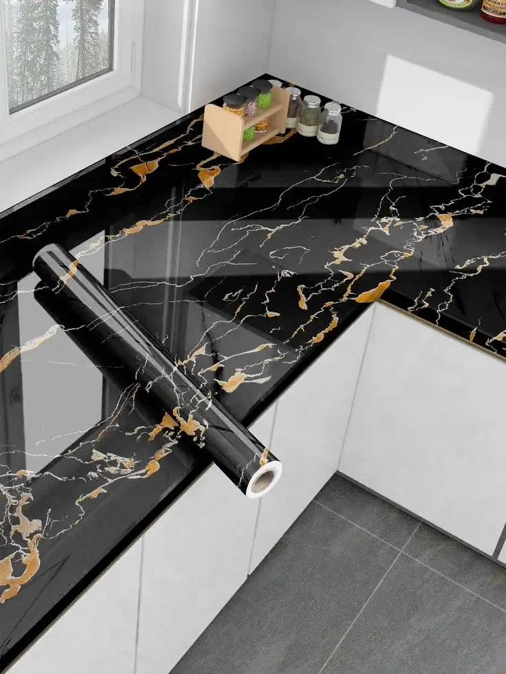 ROLLO DE PVC CON ADHESIVO ESTILO MARMOLEADO  2