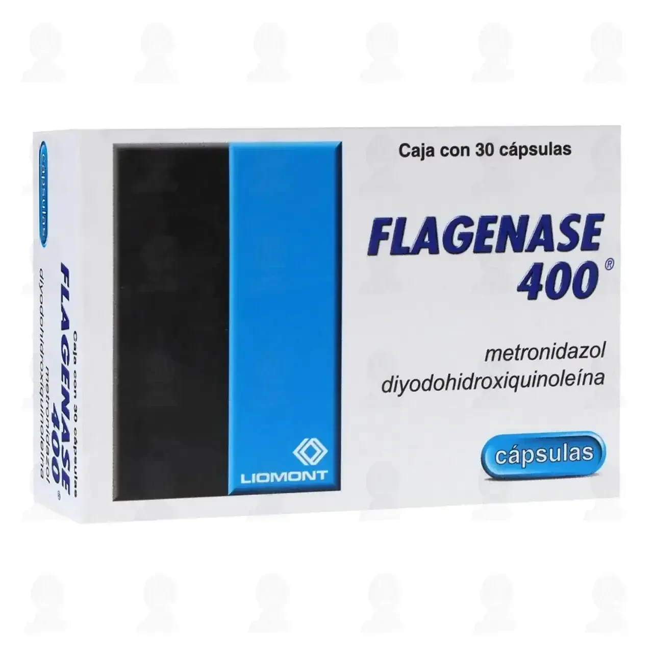 Flagenase 400mg/200mg, 30 Cápsulas (Metronidazol, Diyodohidroxiquinoleína)