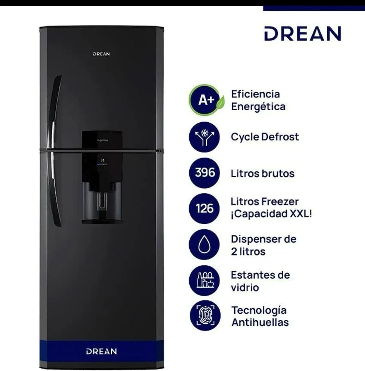 HELADERA DREAN 396 L BLACK 