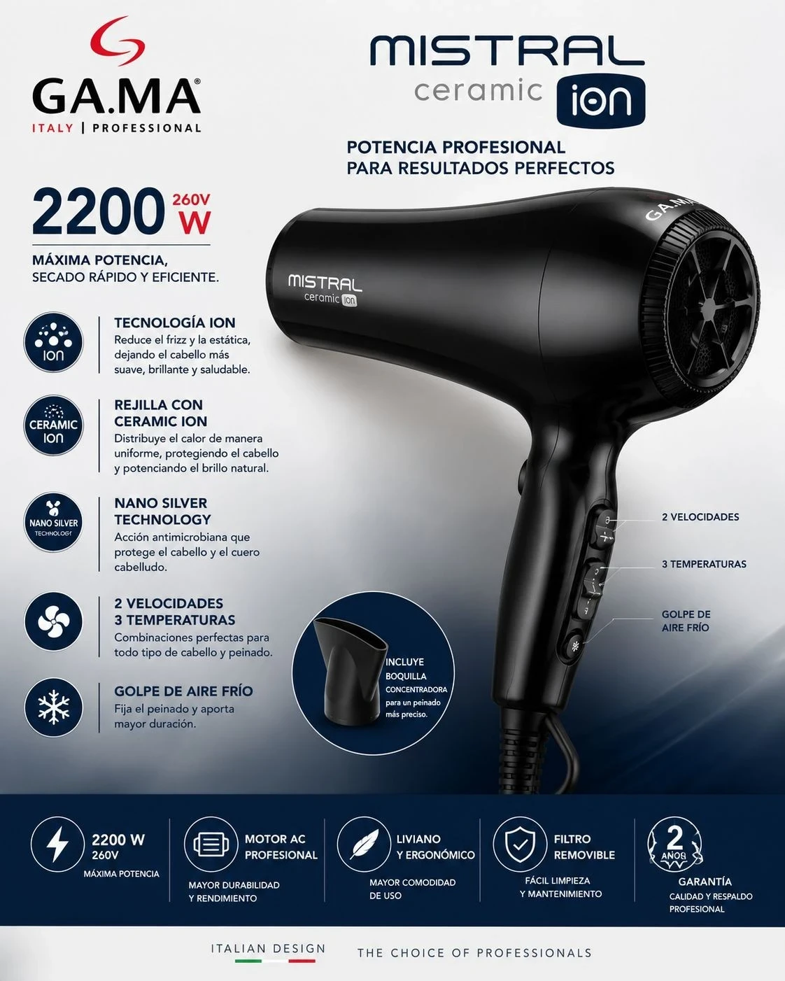 SECADOR DE PELO GAMA MISTRAL CERAMIC*