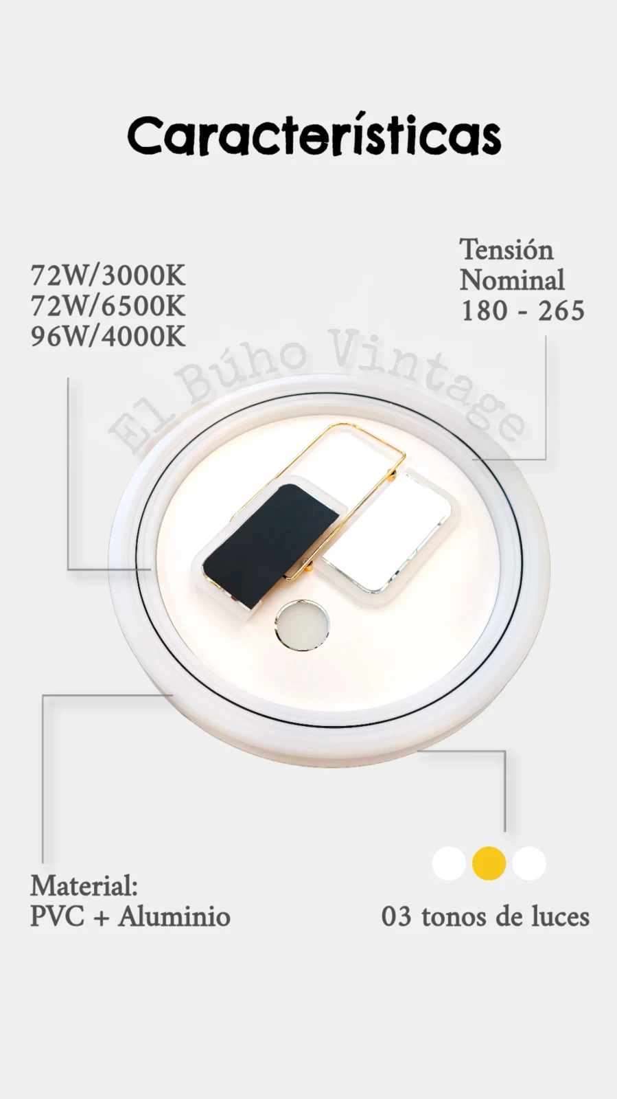 Plafón LED 3 tonos de luces  4