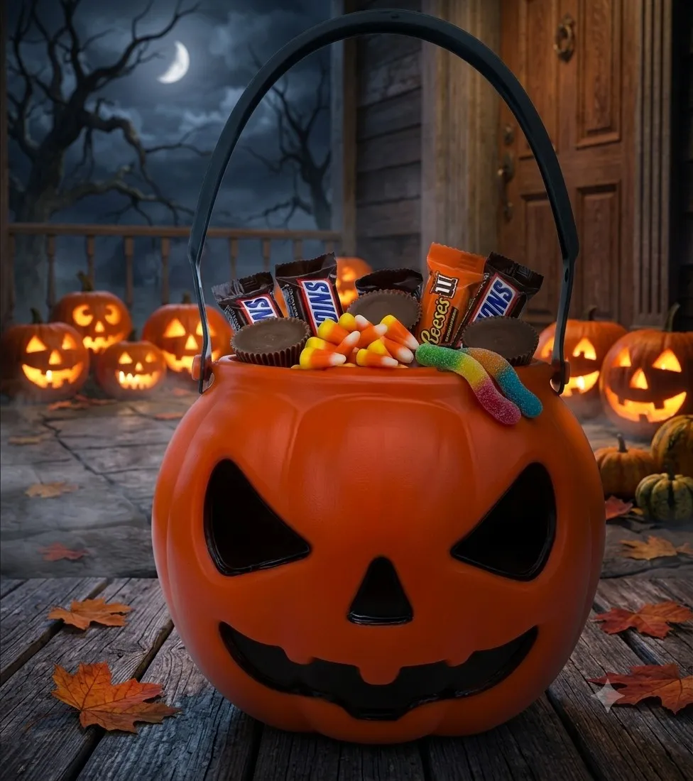 Calabaza caramelera plastica halloween para ensamblar  2
