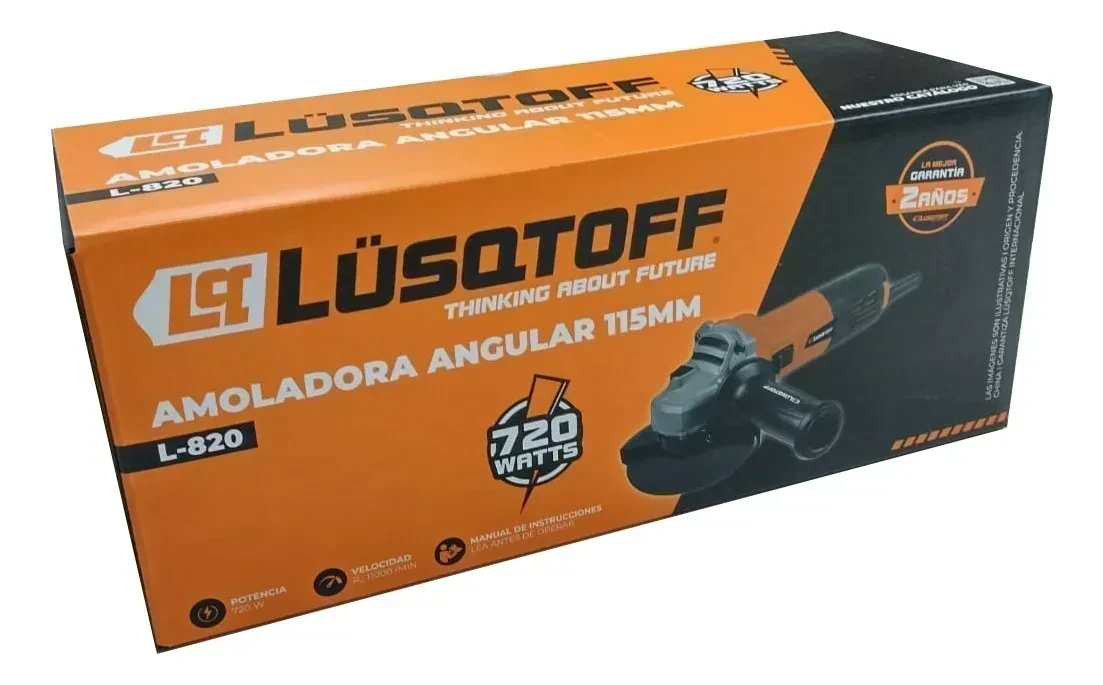 Amoladora Angular Lusqtoff 720w L-820 115mm 4,5 Pulgadas Color Naranja Frecuencia 50Hz 3