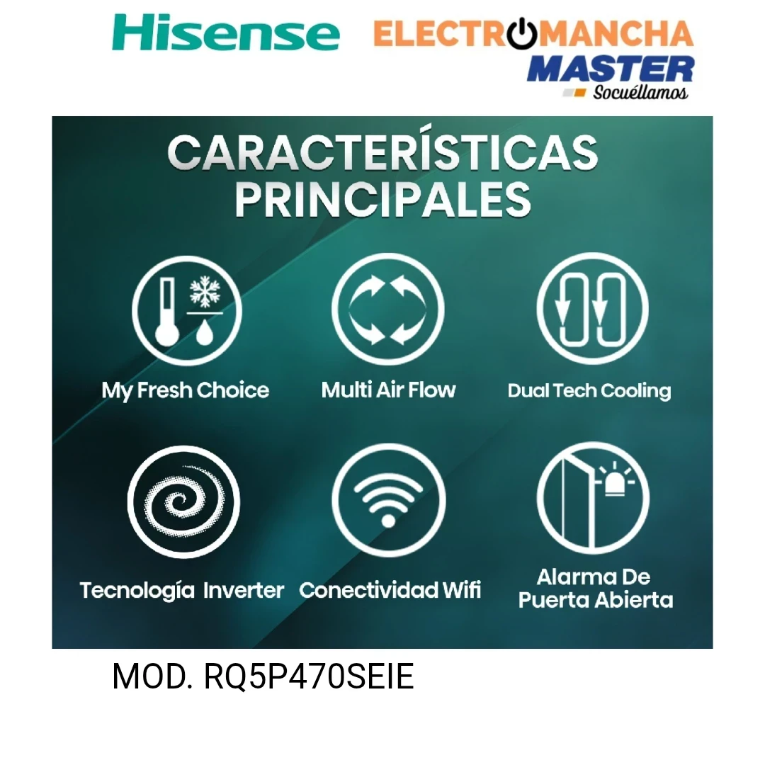 FRIGO AMERICANO HISENSE RQ5P470SEIE 4 PUERTAS INOX 483 LITROS E 3