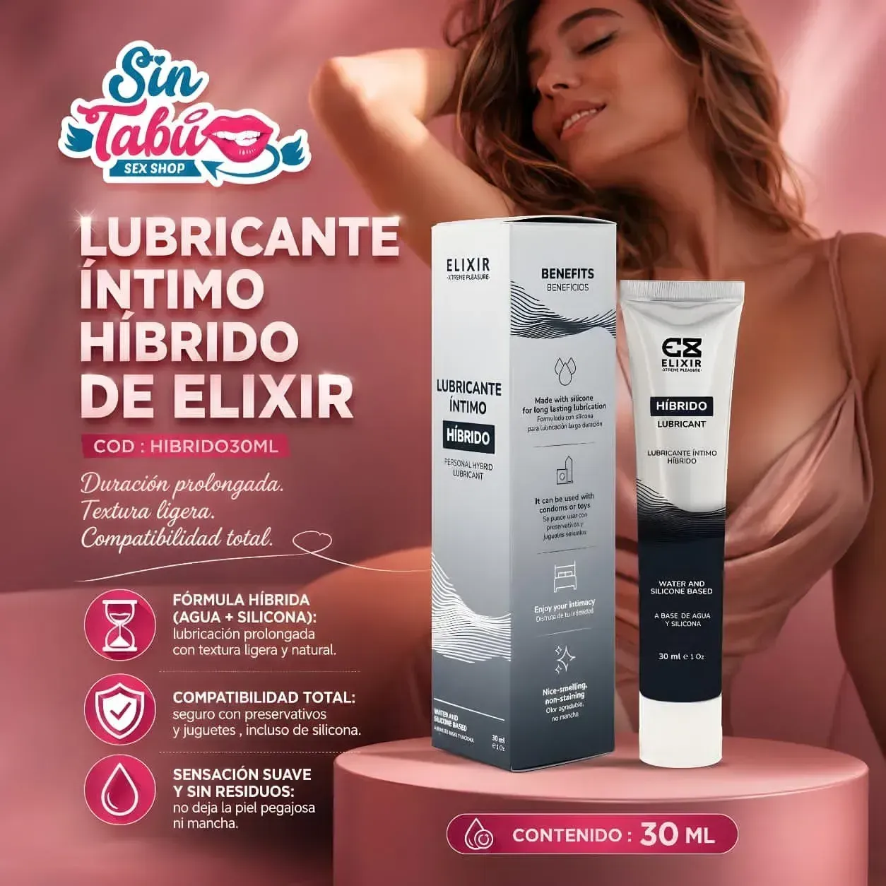 LUBRICANTE ÍNTIMO HIBRIDO DE 30 ML 