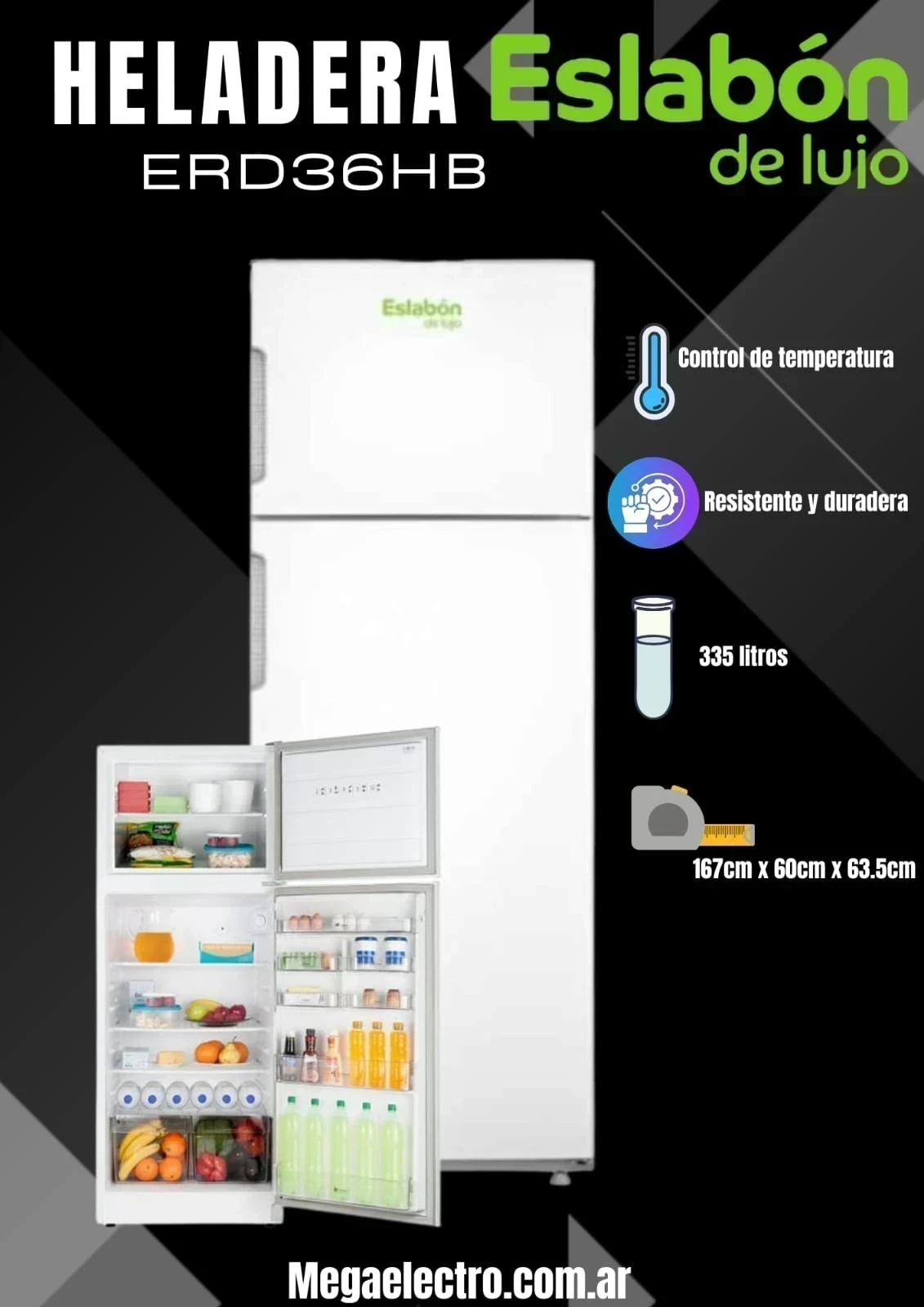 Heladera Eslabon de lujo 335lts