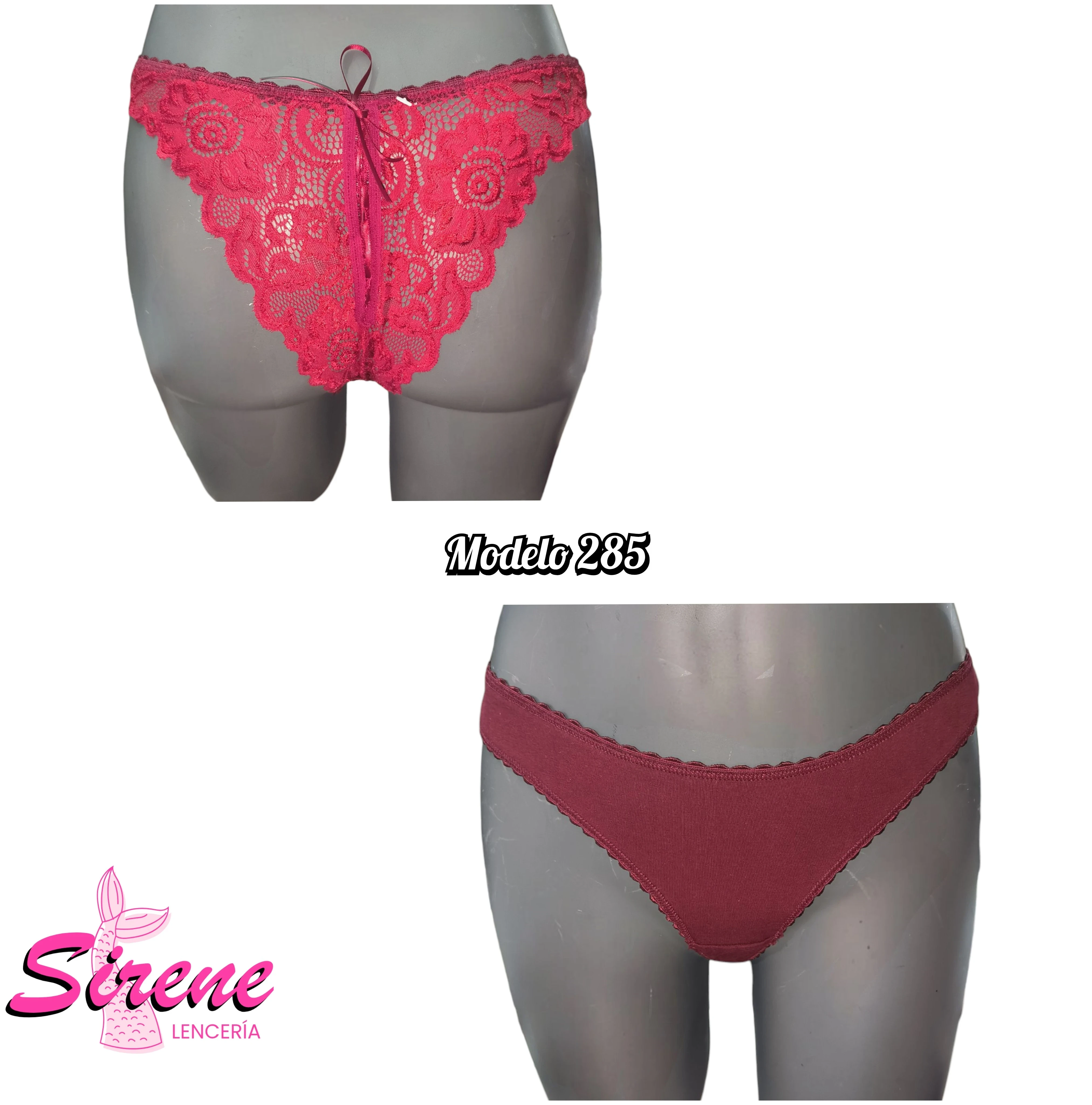 Tanga de licra algodón con encaje 2