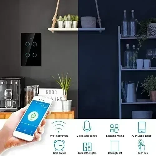INTERRUPTOR CUADRUPLE SMART NEGRO 3