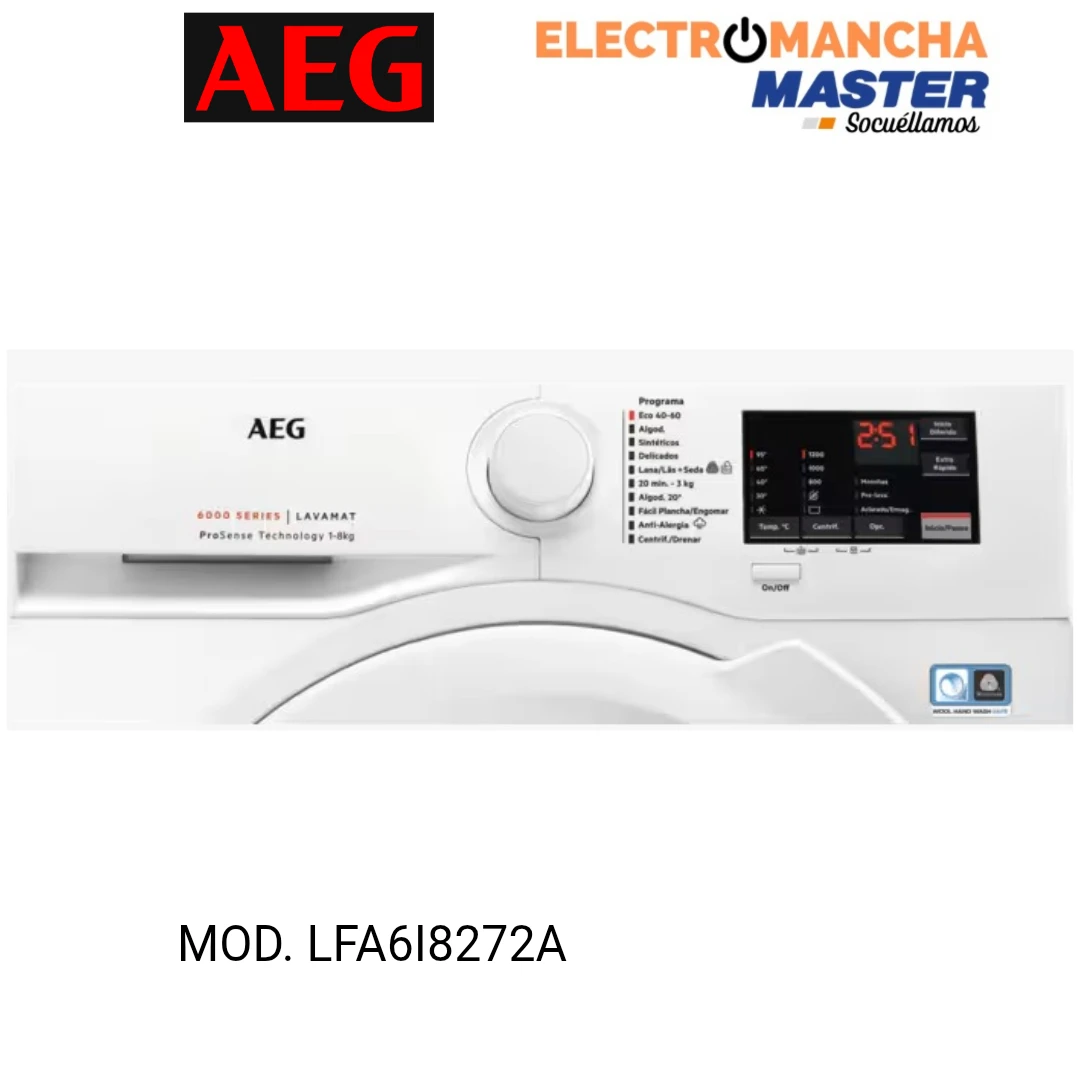 LAVADORA AEG LFA6I8272A 8 KILOS 1200 RPM. CLASE A 7