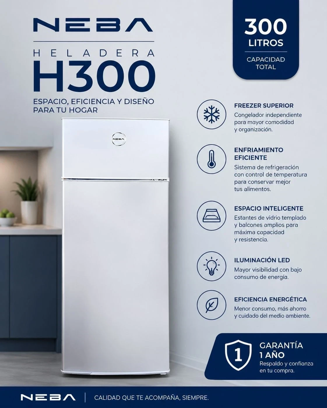 Heladera NEBA 294lts  BLANCA H300