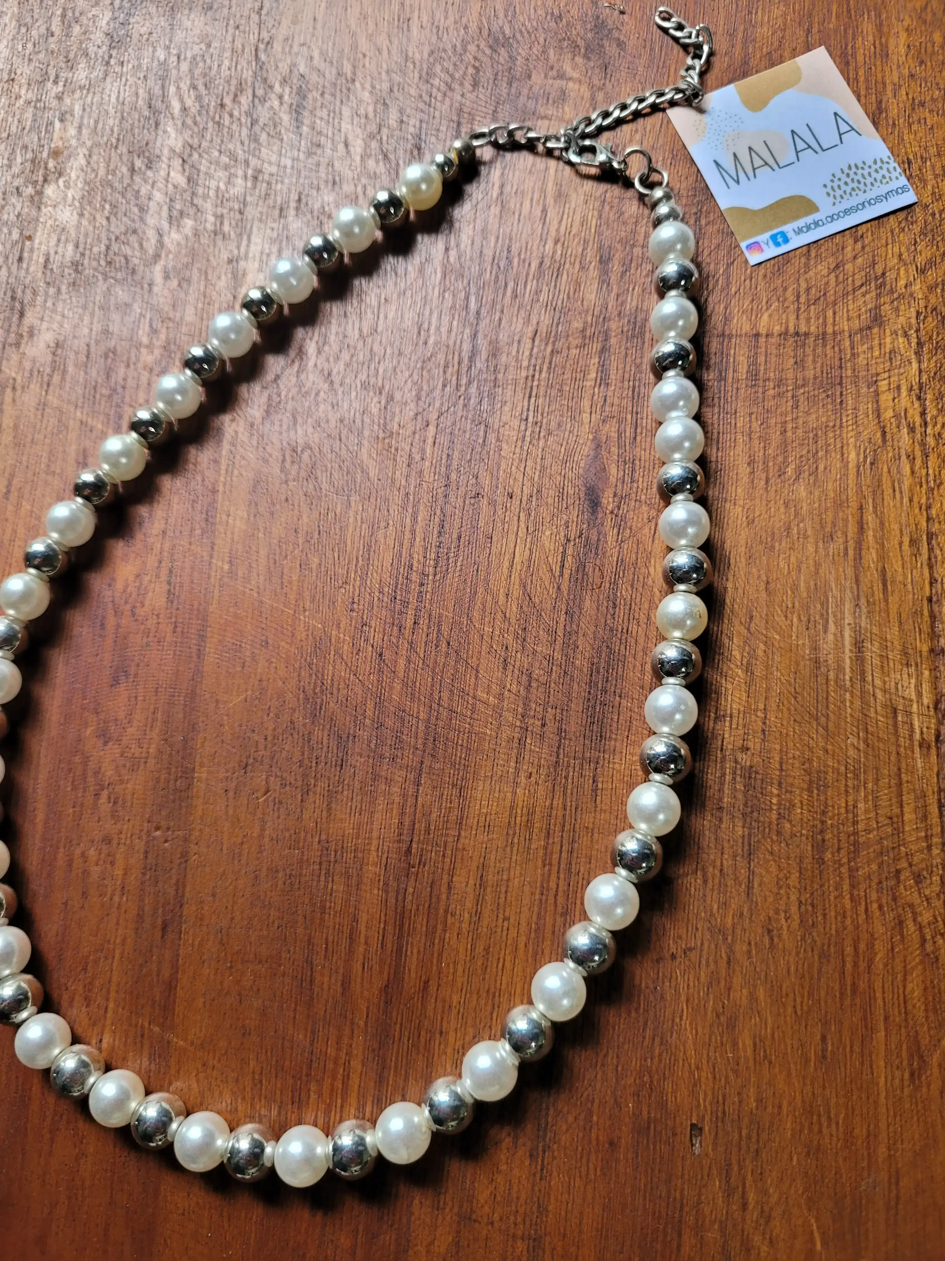 Collar perlas y niquel 6 mm 47 2