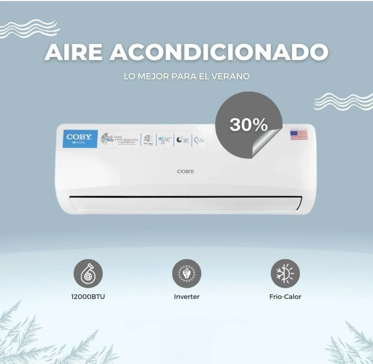 AIRE ACONDICIONADO COBY 3400W C/KIT